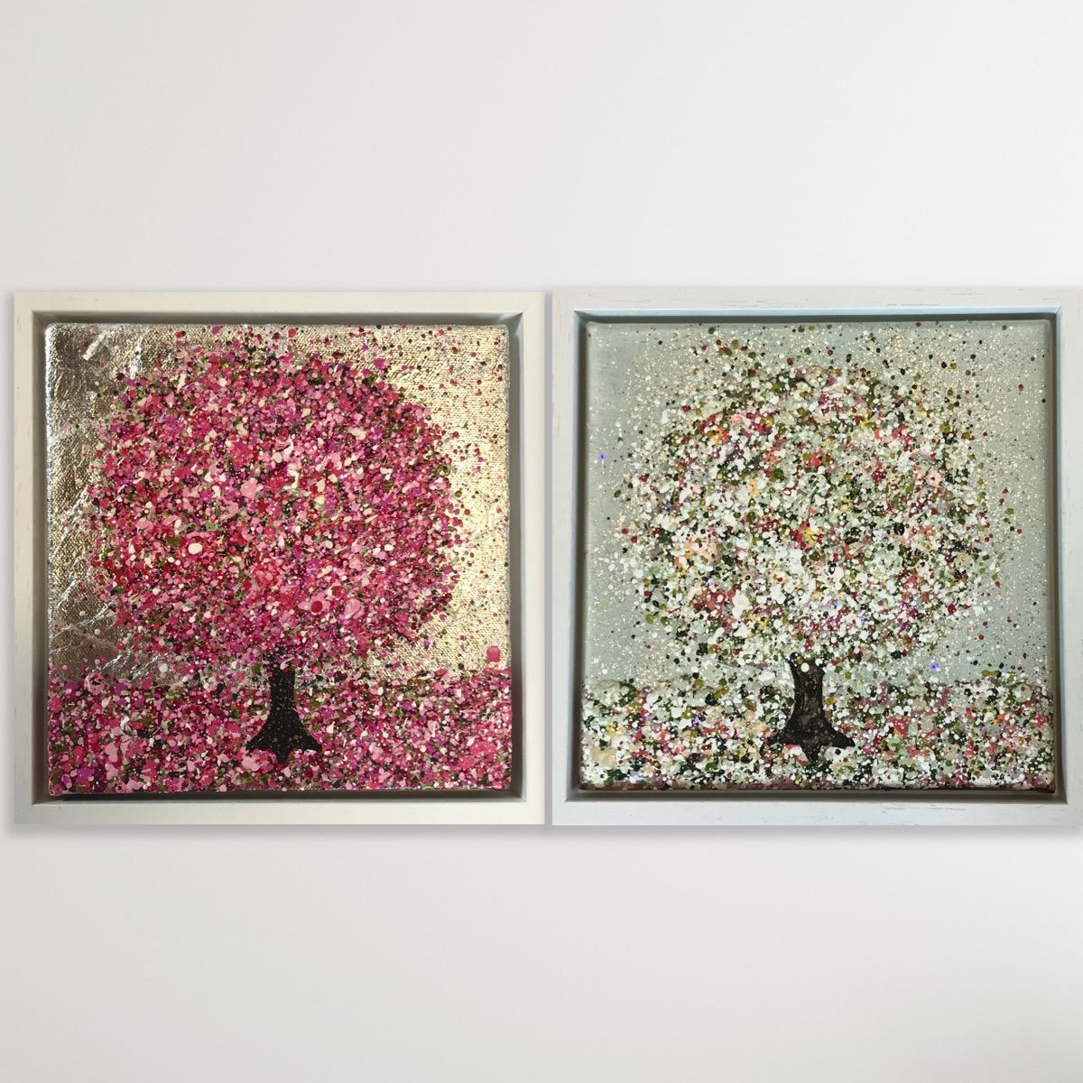 Landscape Painting de Nicky Chubb - Díptico Flor resplandeciente y feliz primavera, Pintura original