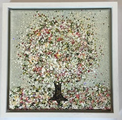 Fiore scintillante, Pittura originale, Paesaggio, Arte dell'albero, Arte materica