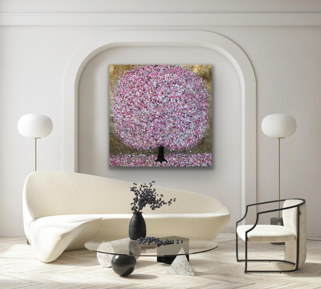 Spring Joy, Original painting, Tree, Spring art, Nature, Landscape - Painting by Nicky Chubb