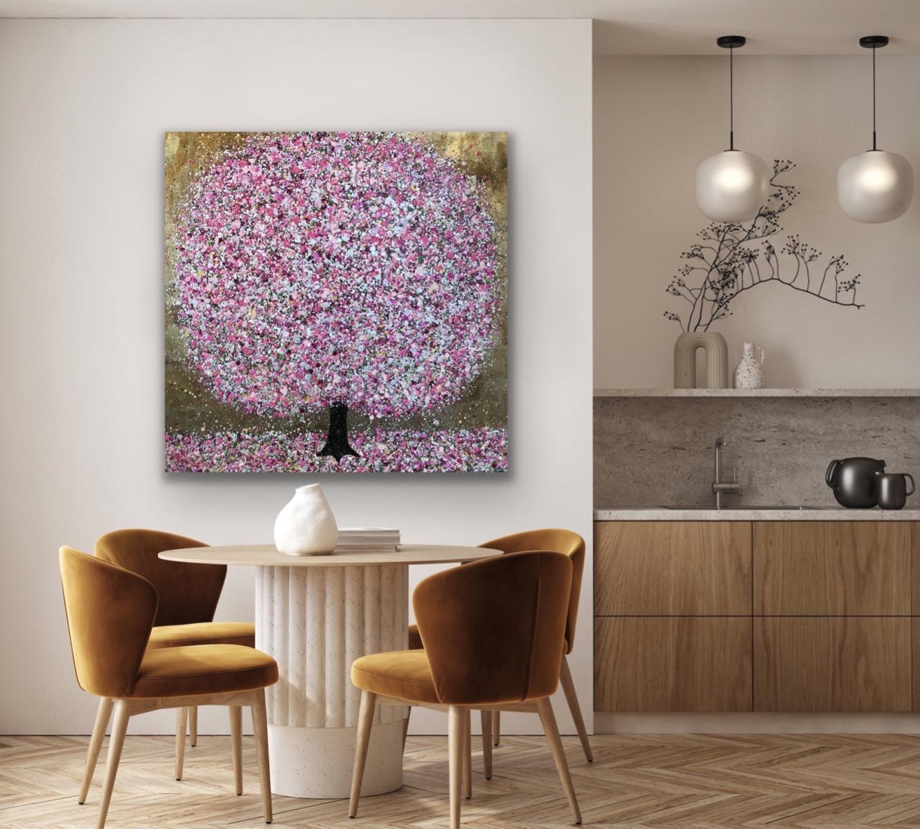 Spring Joy, Original painting, Tree, Spring art, Nature, Landscape - Abstract Painting by Nicky Chubb