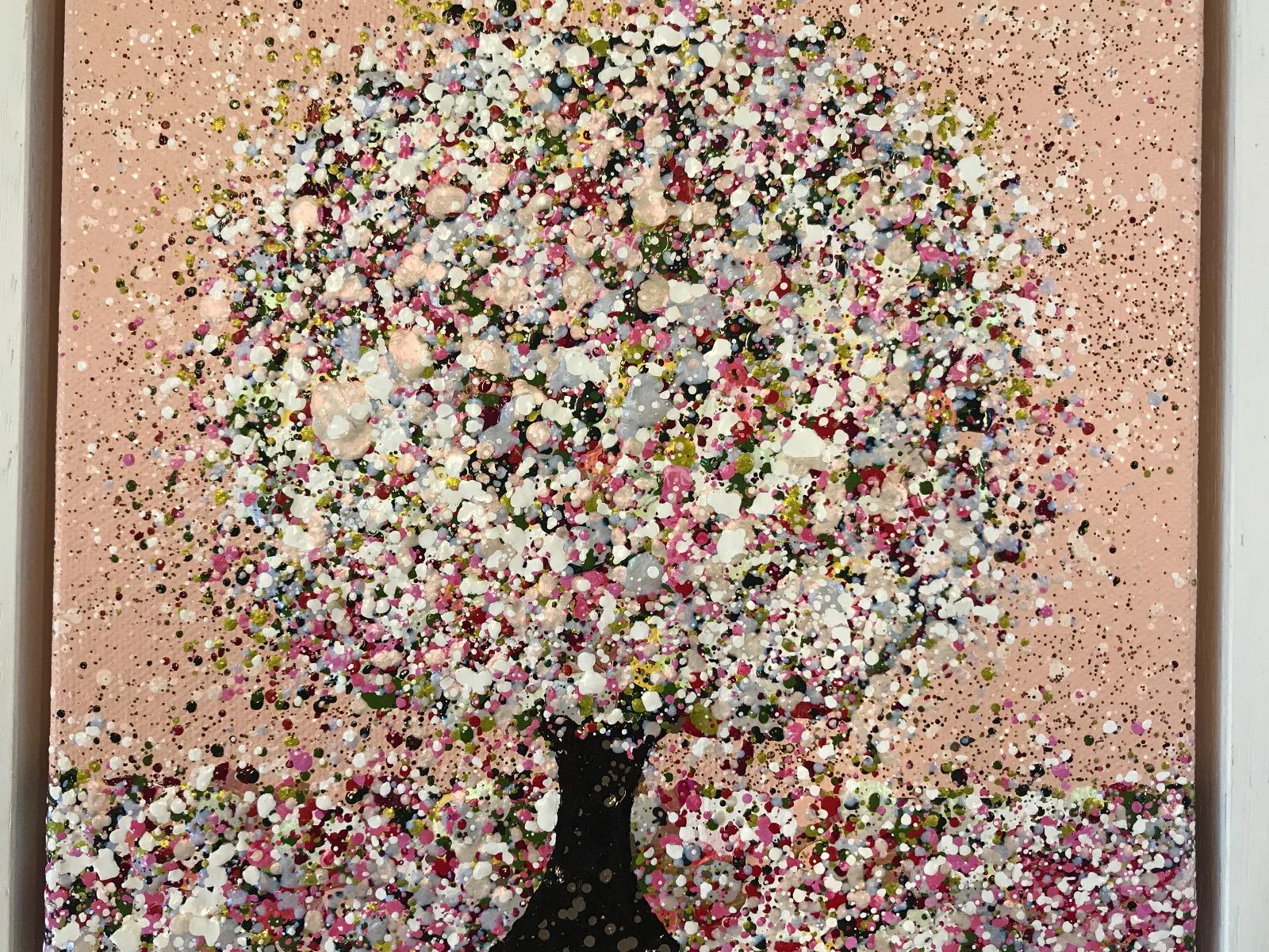 Nouvelle peinture de paysage originale de Nicky Chubb. Peinture de paysage colorée et texturée d'un arbre sur fond rose brillant.

INFORMATIONS COMPLÉMENTAIRES :

signé et daté par l'artiste au dos du tableau 

Acrylique sur toile

23,2 H x 23,2 L x