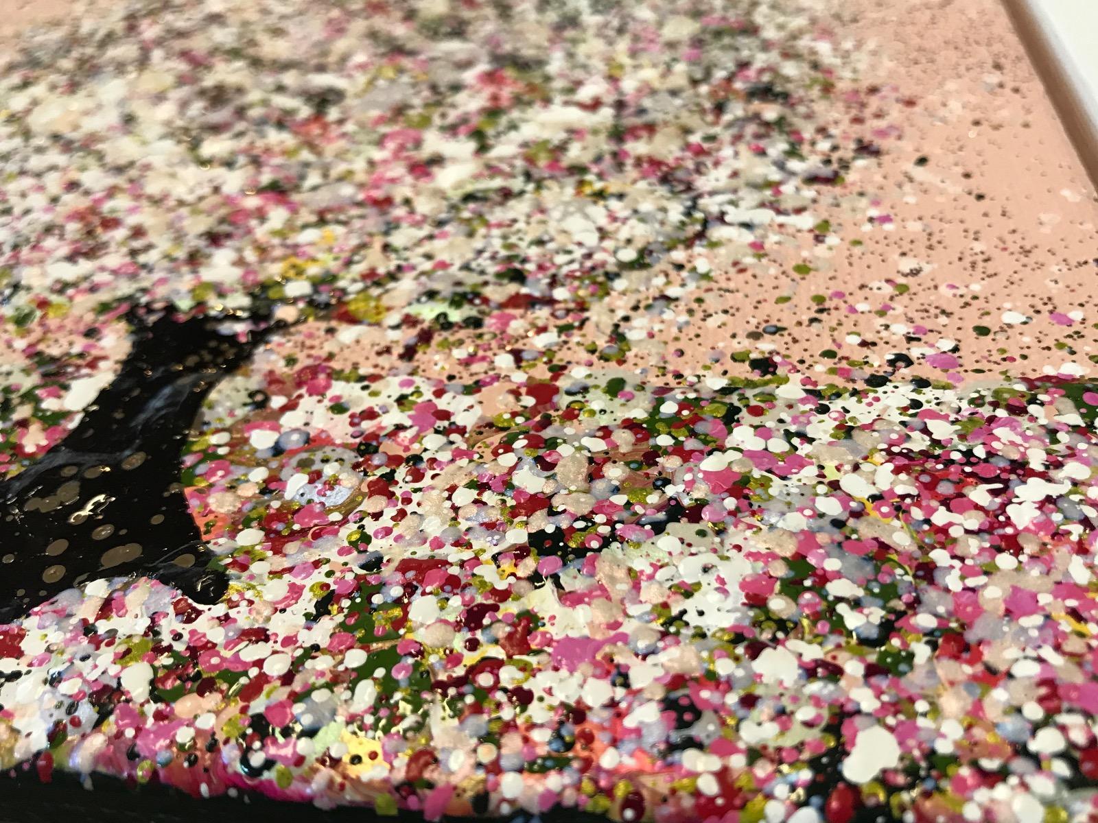 Sweetness, peinture originale, paysage, art rose, art texturé en vente 2