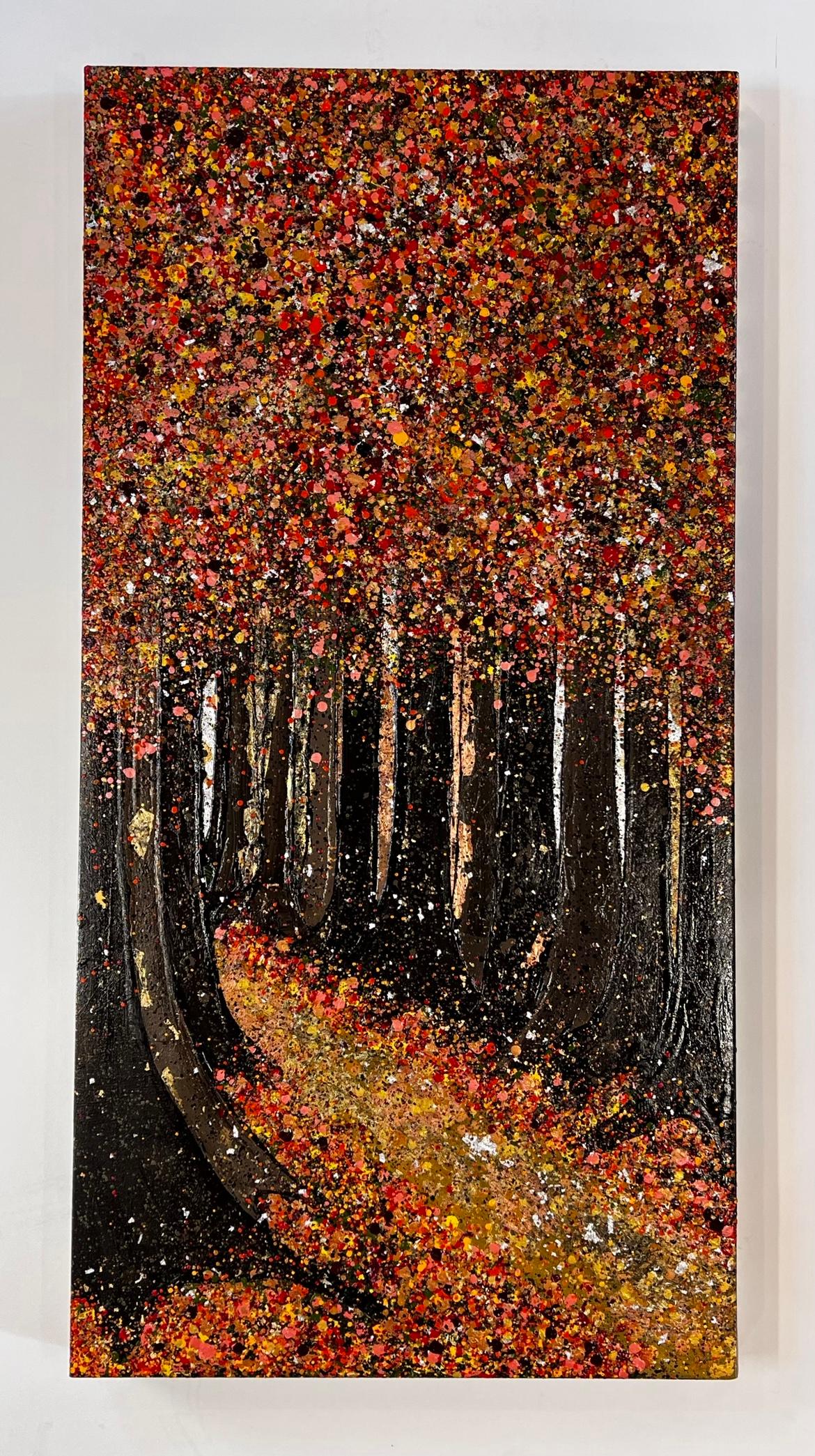 Tumbling Autumn Leaves - Painting by Nicky Chubb