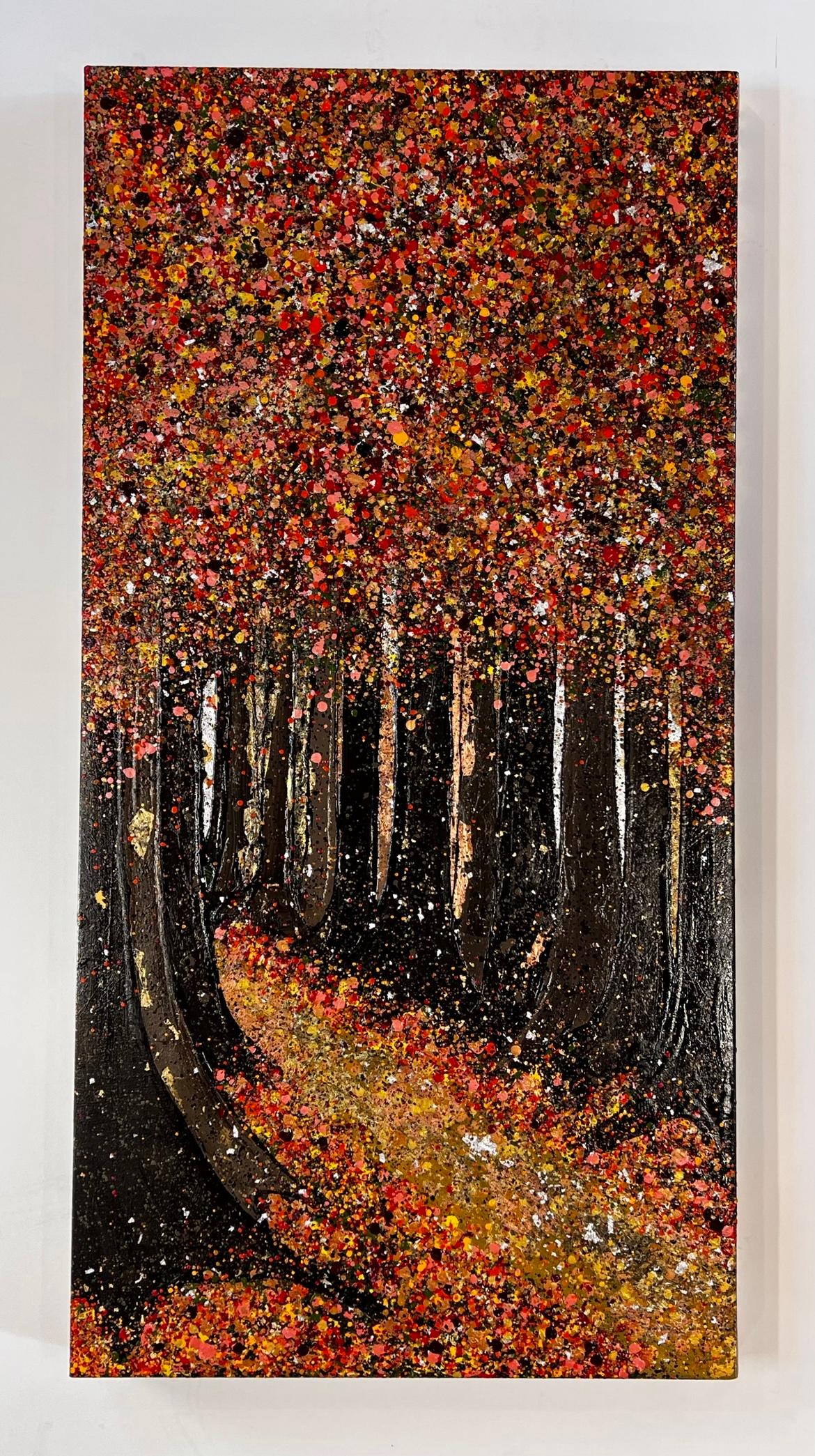 Foglie d'autunno che cadono - Painting di Nicky Chubb