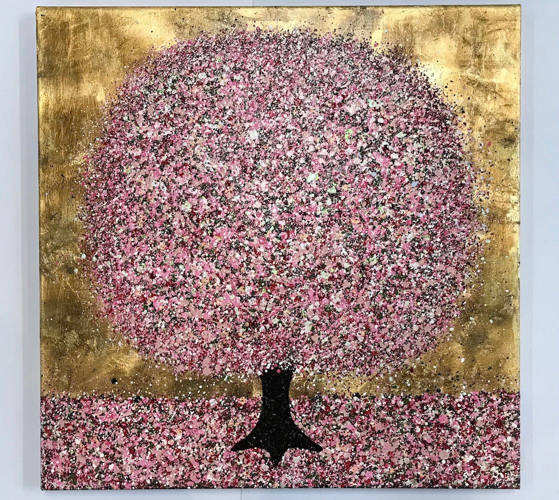 Tumbling Blossom on a Spring Evening - Painting by Nicky Chubb