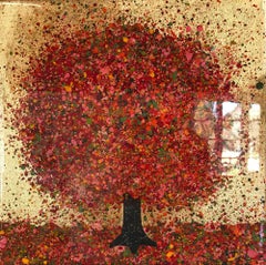 Warm Autumn Evening- Nicky Chubb, mixed media on canvas, lansdcape, abstacted 