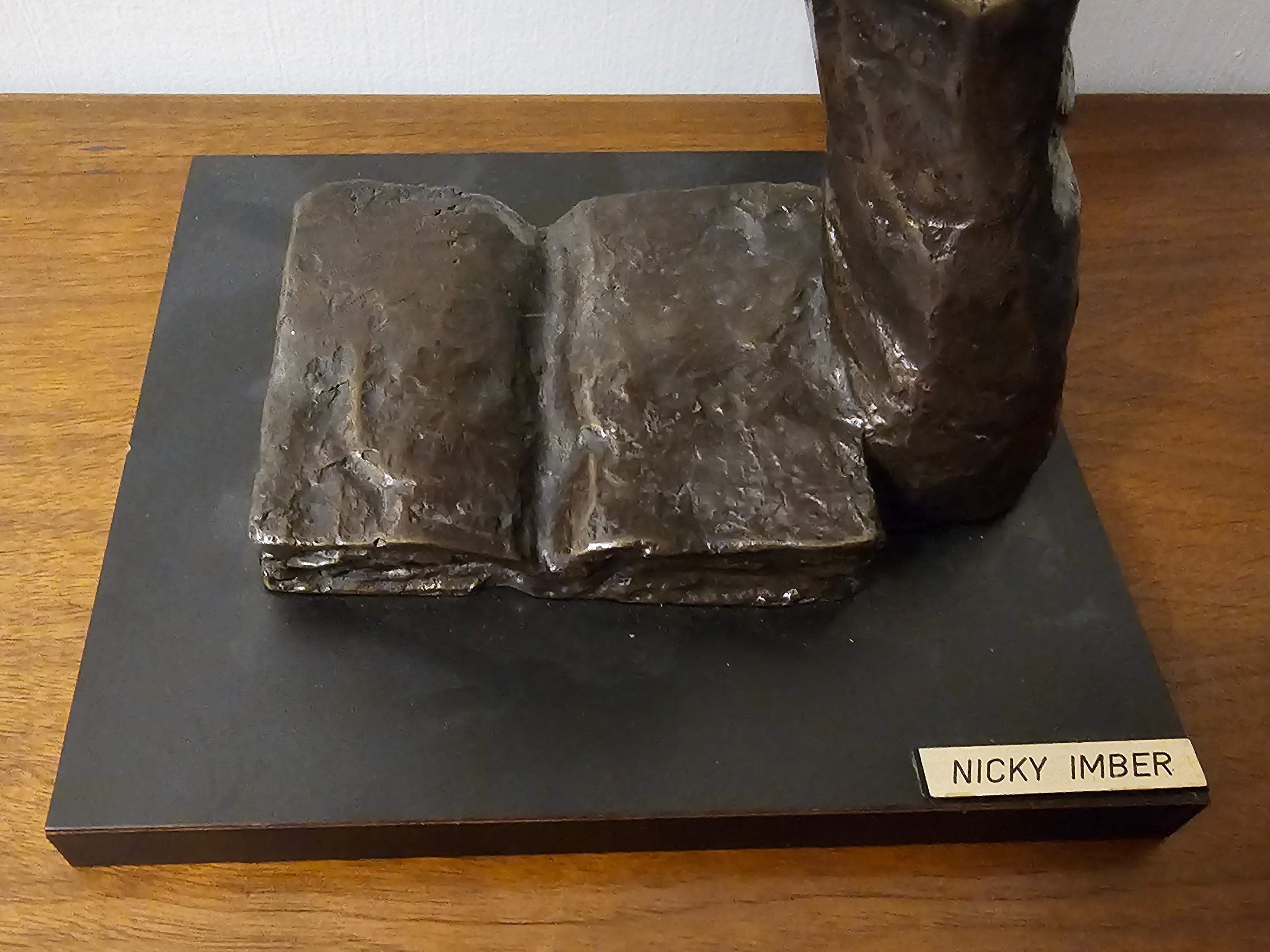 Nicky Imber (Austrian/Israeli 1920-1996) Bronze Sculture of Rabbi Reading Torah 3