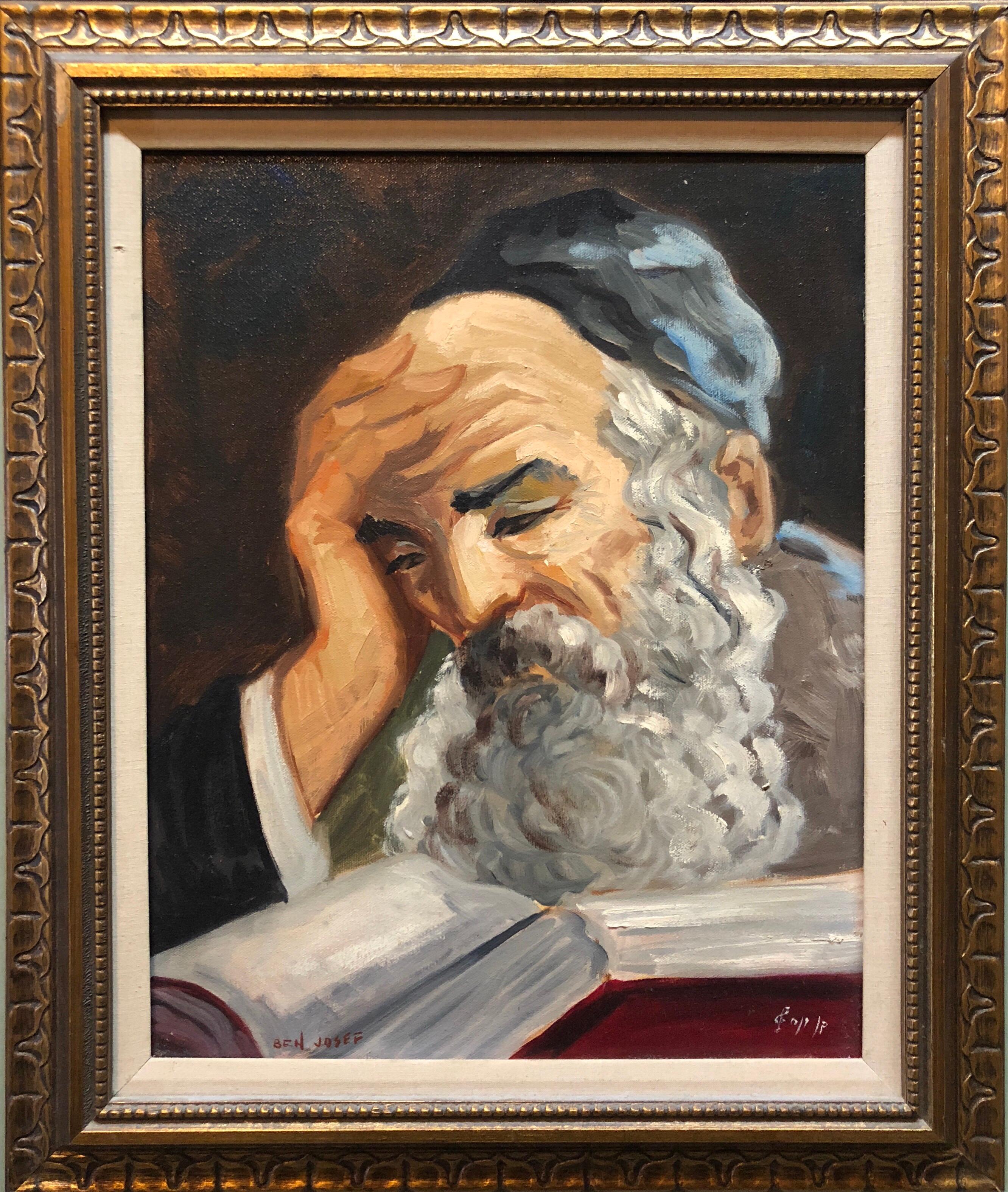 Porträt eines jüdischen Rabbiners aus Israel, Ölgemälde – Painting von Nicky Imber