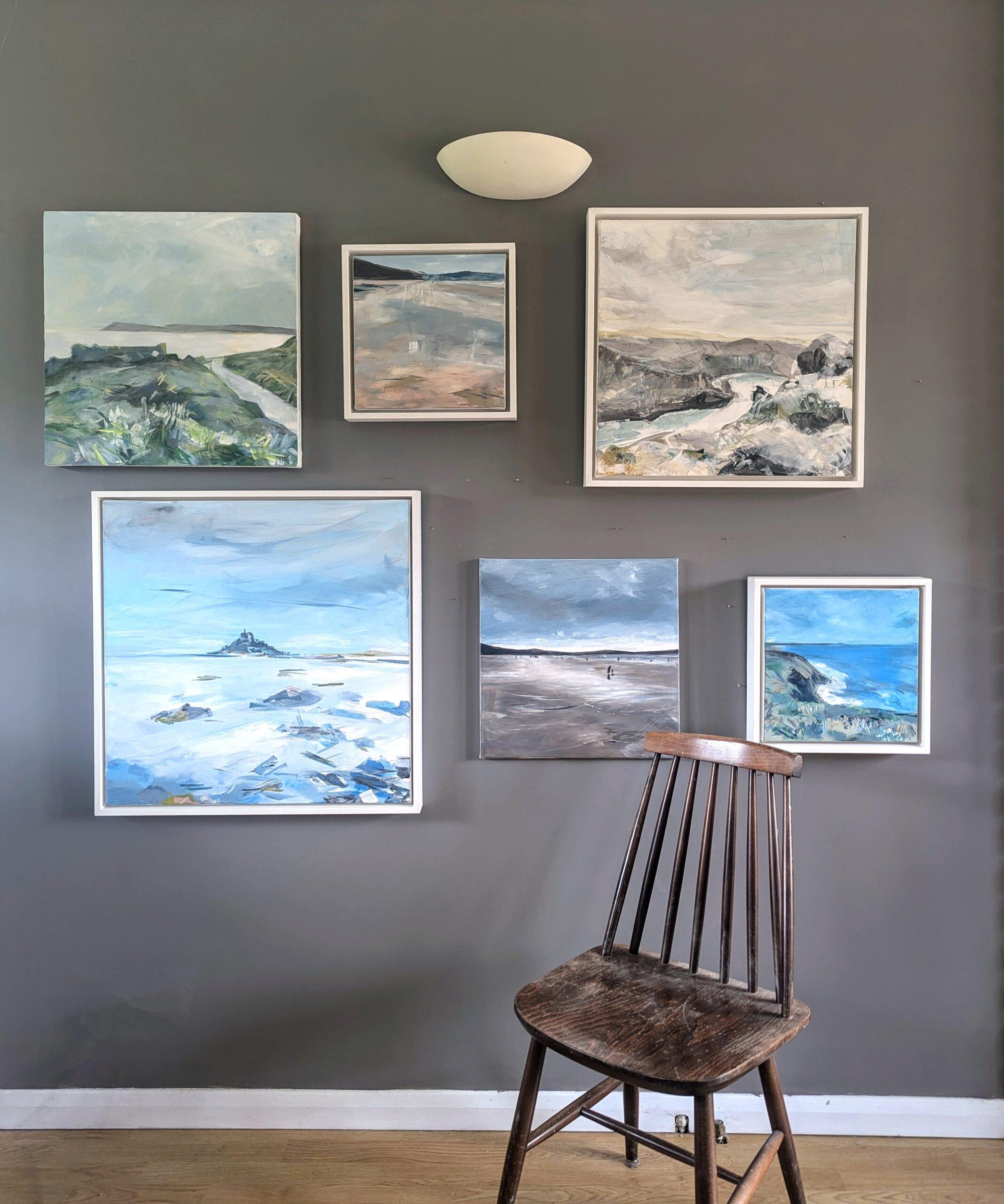 Zeitgenössische britische abstrakte Küstenlandschaft Acrylgemälde - Quiet Expanse im Angebot 5