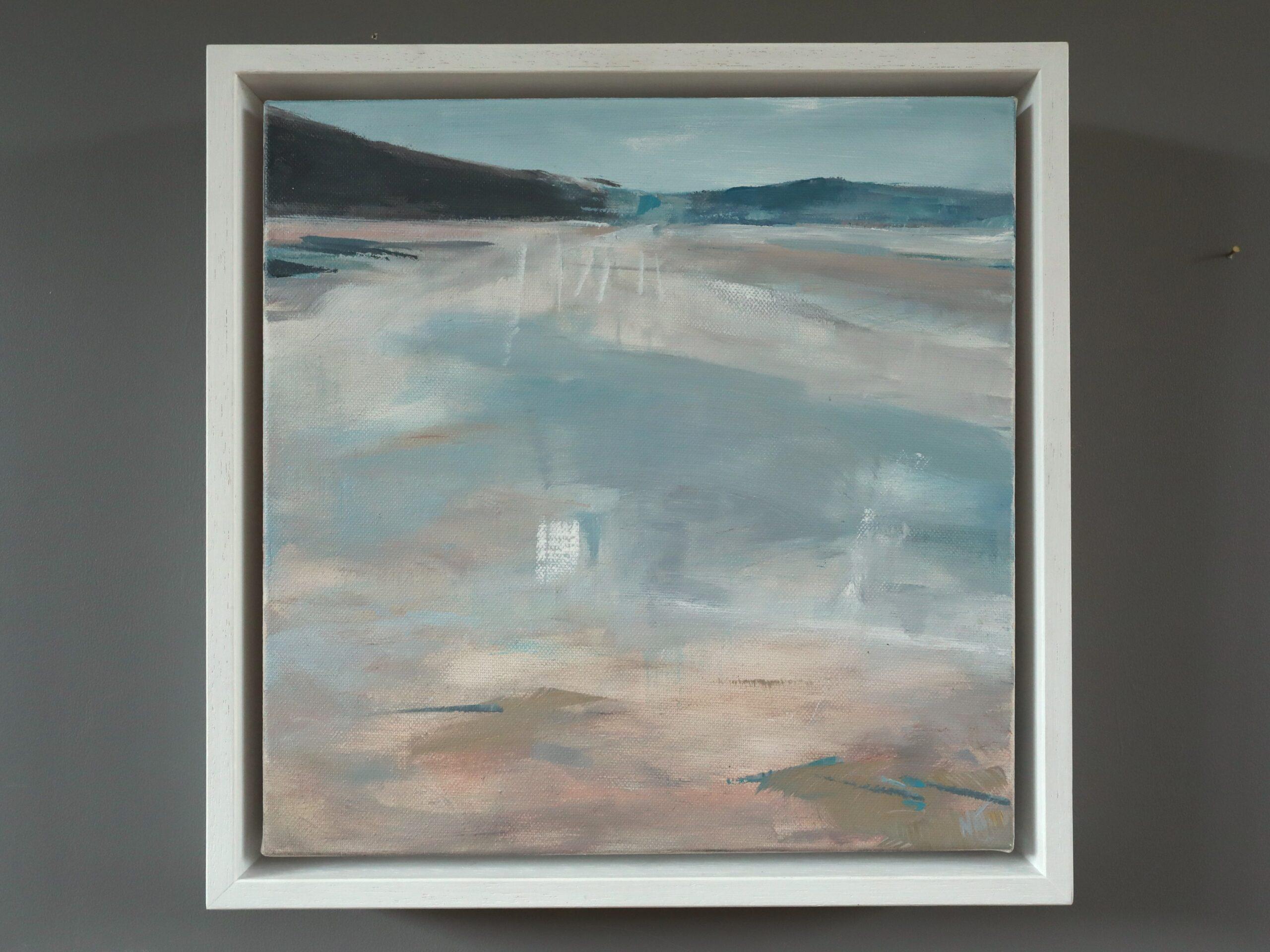 Zeitgenössische britische abstrakte Küstenlandschaft Acrylgemälde - Quiet Expanse – Painting von Nicky Knill Jones