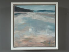 Contemporary British Abstract Coastal Landscape Acrylic Painting - Quiet Expanse