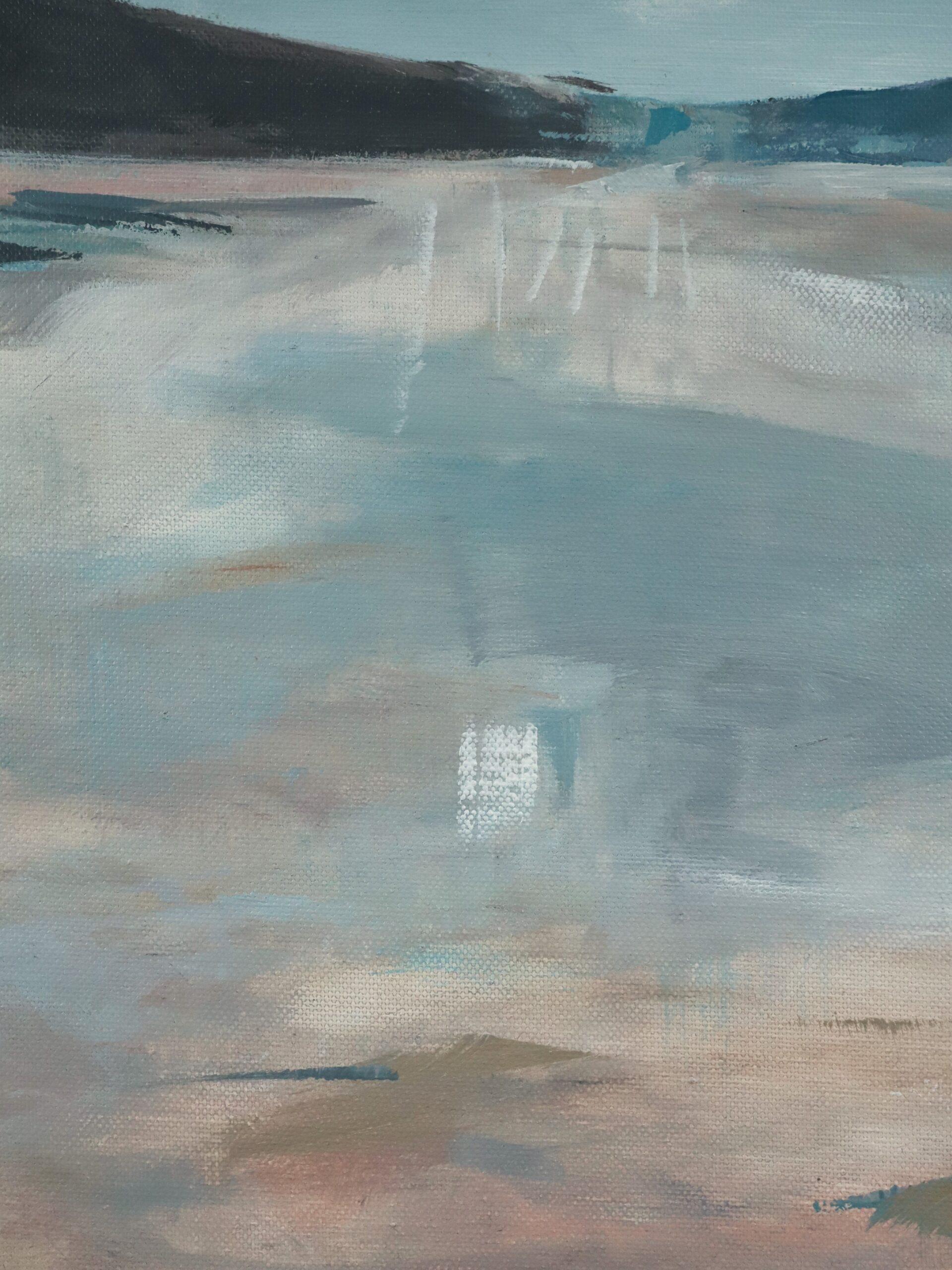 Zeitgenössische britische abstrakte Küstenlandschaft Acrylgemälde - Quiet Expanse im Angebot 2