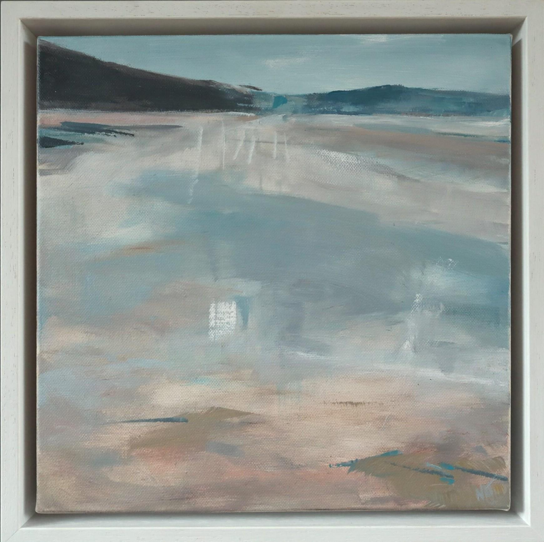 Nicky Knill Jones Landscape Painting – Zeitgenössische britische abstrakte Küstenlandschaft Acrylgemälde - Quiet Expanse