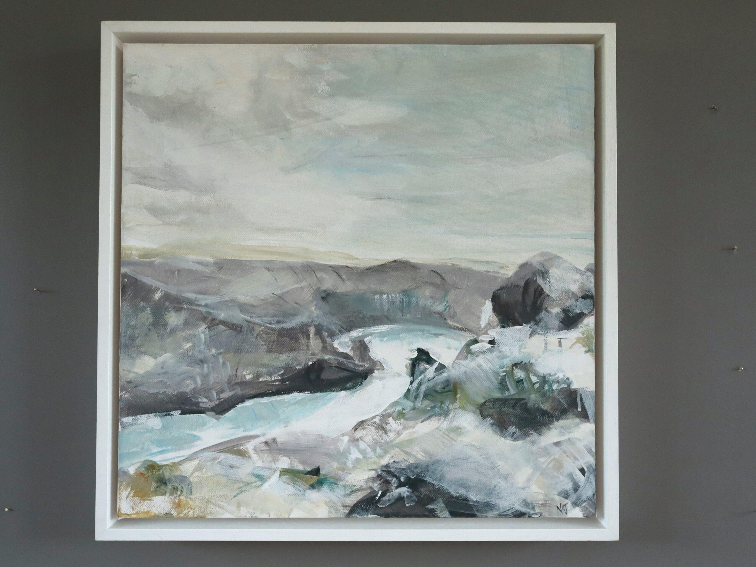 Expressionistische Küstenlandschaft Acrylgemälde - Zennor Coastal – Painting von Nicky Knill Jones