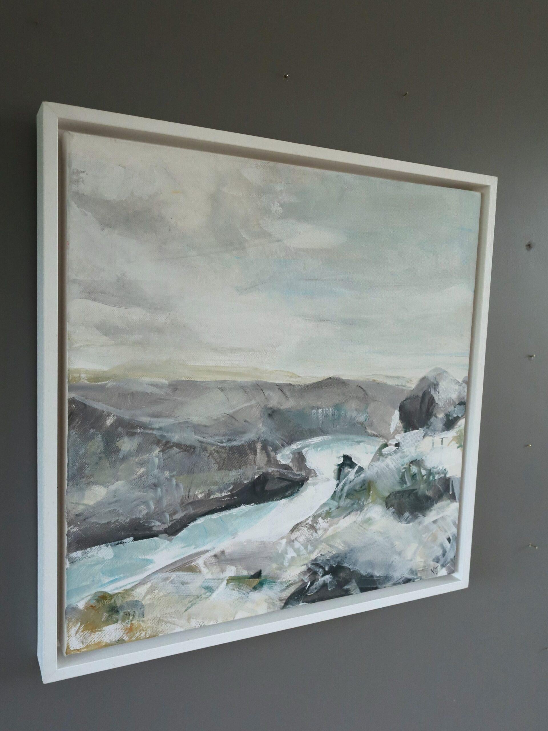 Expressionistische Küstenlandschaft Acrylgemälde - Zennor Coastal (Grau), Landscape Painting, von Nicky Knill Jones