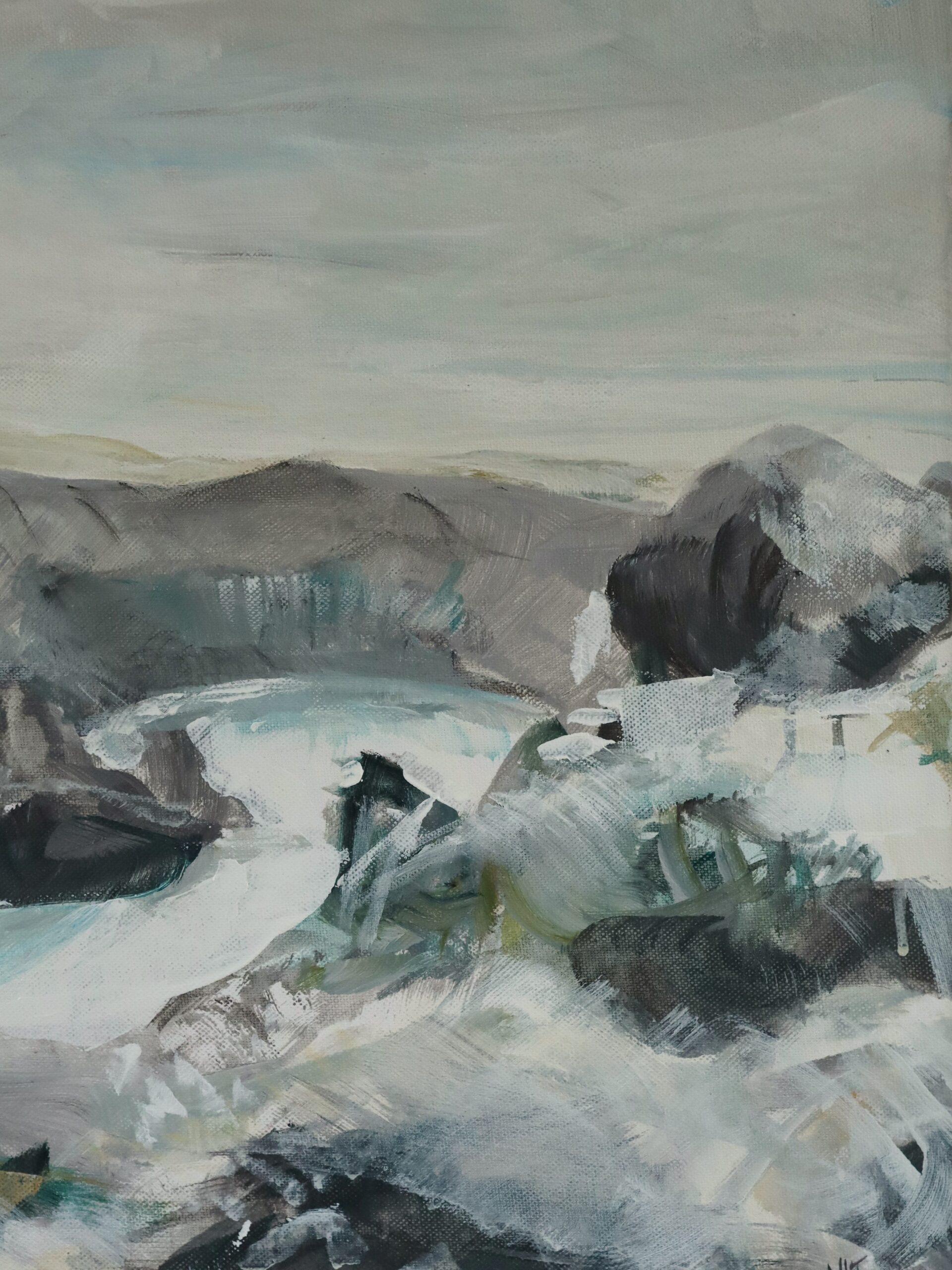 Expressionistische Küstenlandschaft Acrylgemälde - Zennor Coastal im Angebot 4