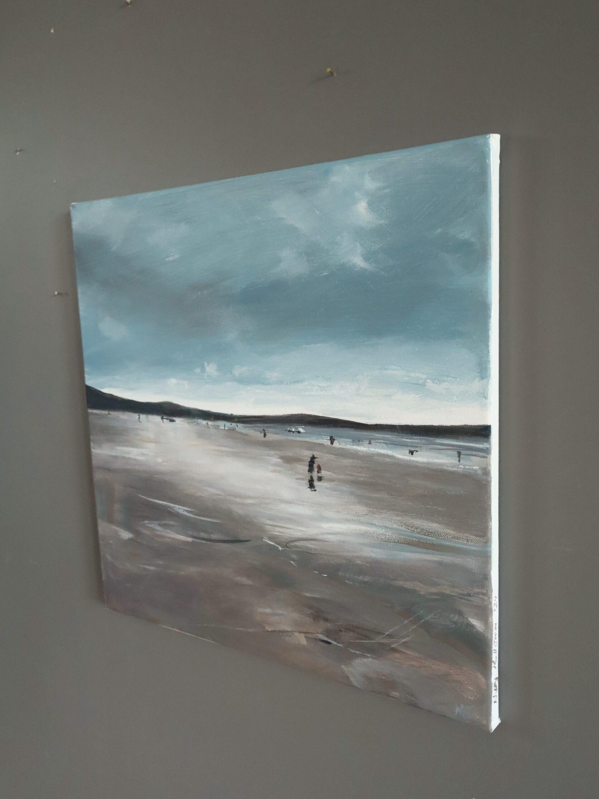 Peinture contemporaine originale abstraite en acrylique d'un paysage côtier - In the Moment en vente 2