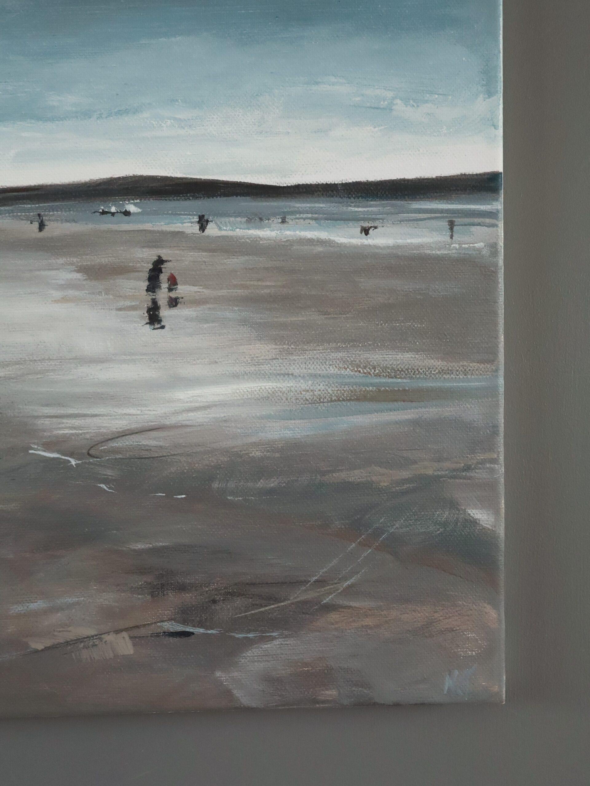 Peinture contemporaine originale abstraite en acrylique d'un paysage côtier - In the Moment en vente 3