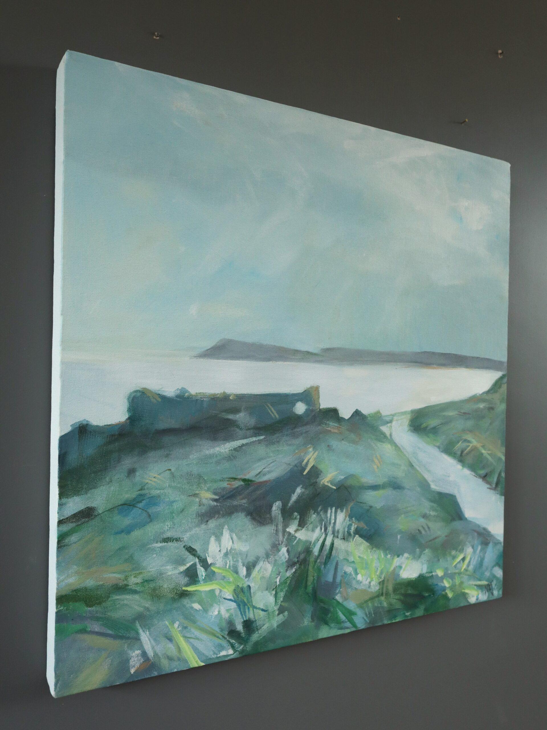Contemporary Original British Coastal Landscape Acrylic Painting - Cornish Coast For Sale 1