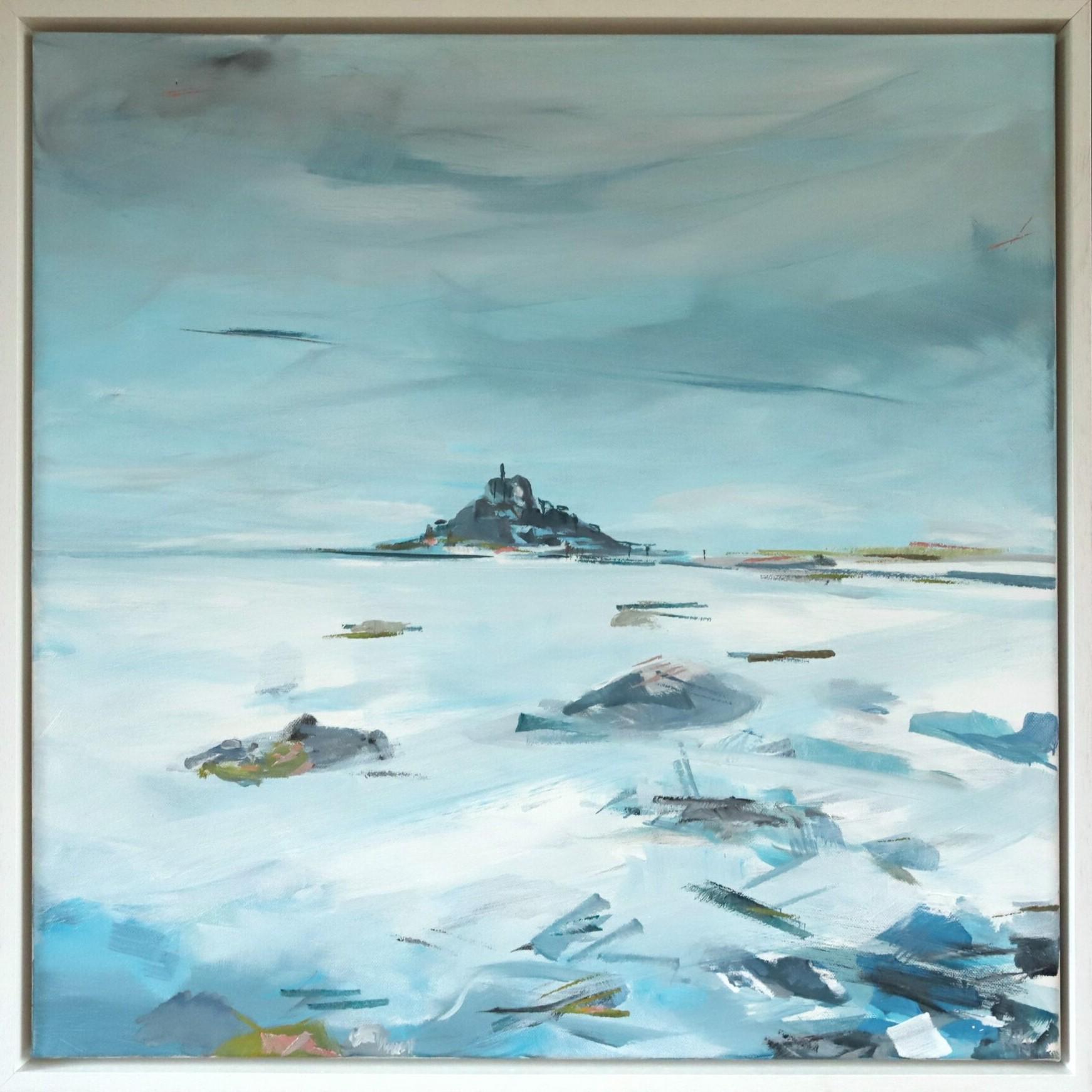 Nicky Knill Jones Landscape Painting - Contemporary Original British Coastal Landscape Acrylic Painting - St Michael's