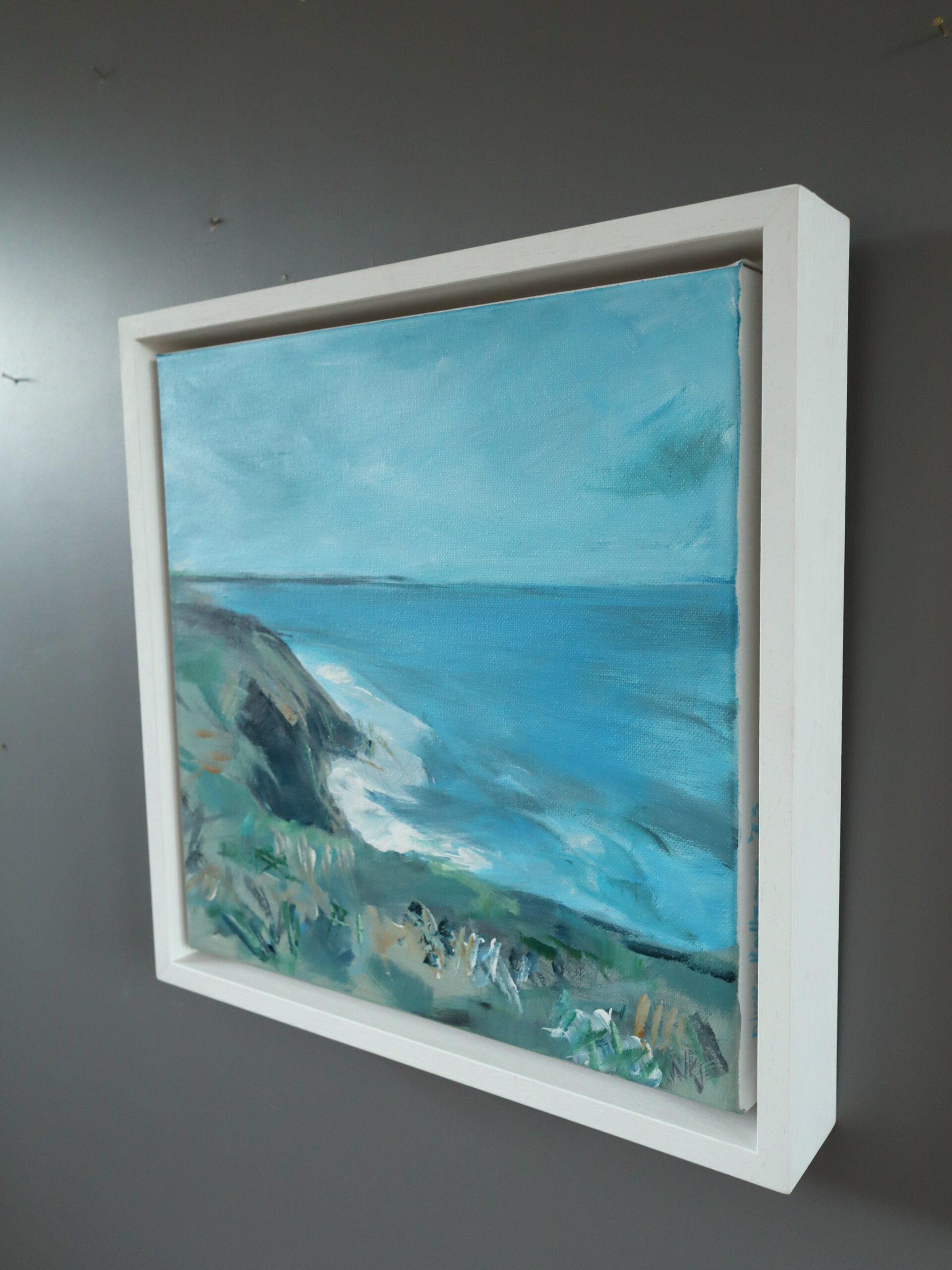 Pittura originale contemporanea di paesaggio costiero britannico - La baia nascosta in vendita 1
