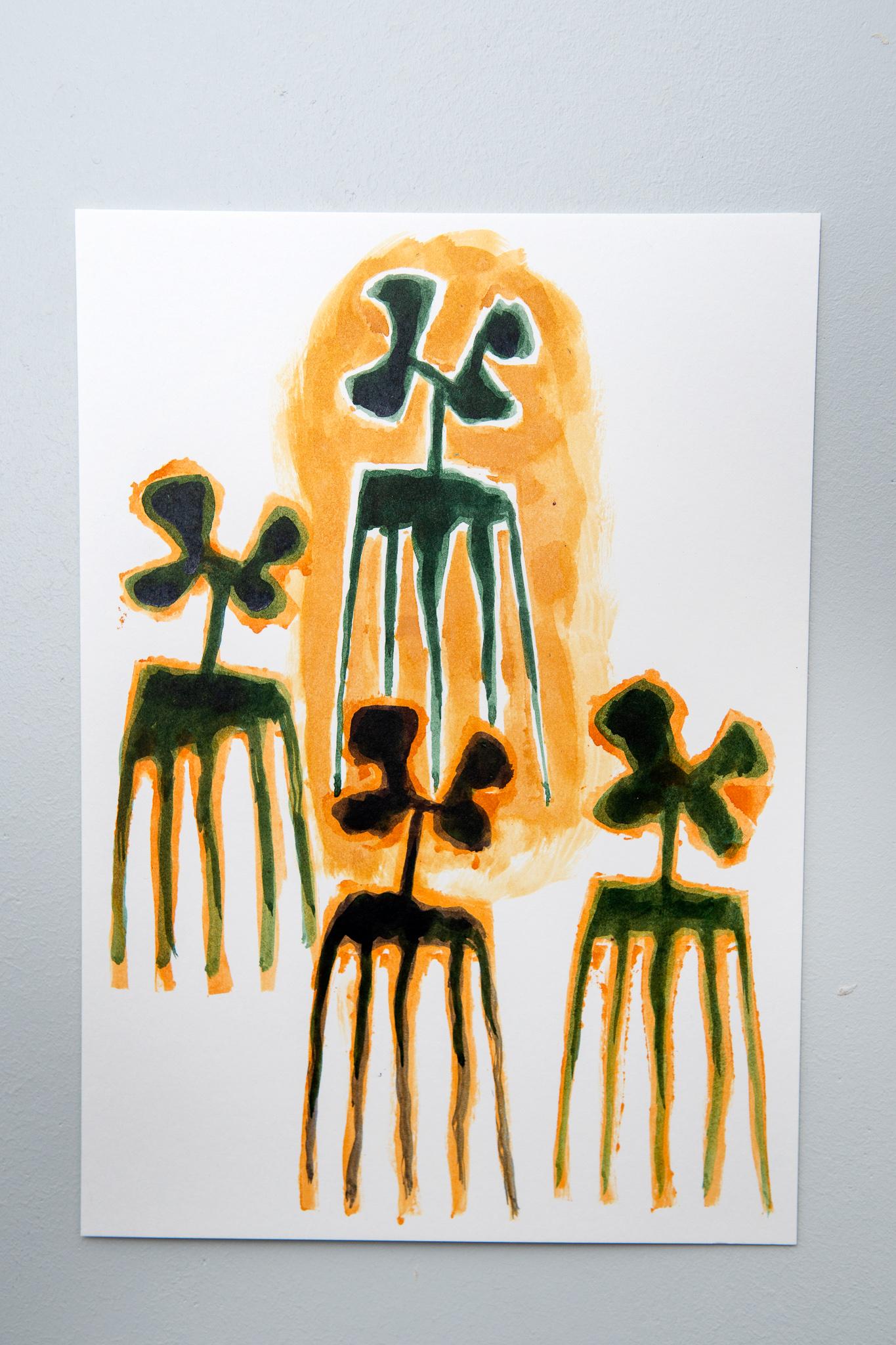 Beings 2, Nicky Marais, Acrylfarbe und Tinte auf Papier