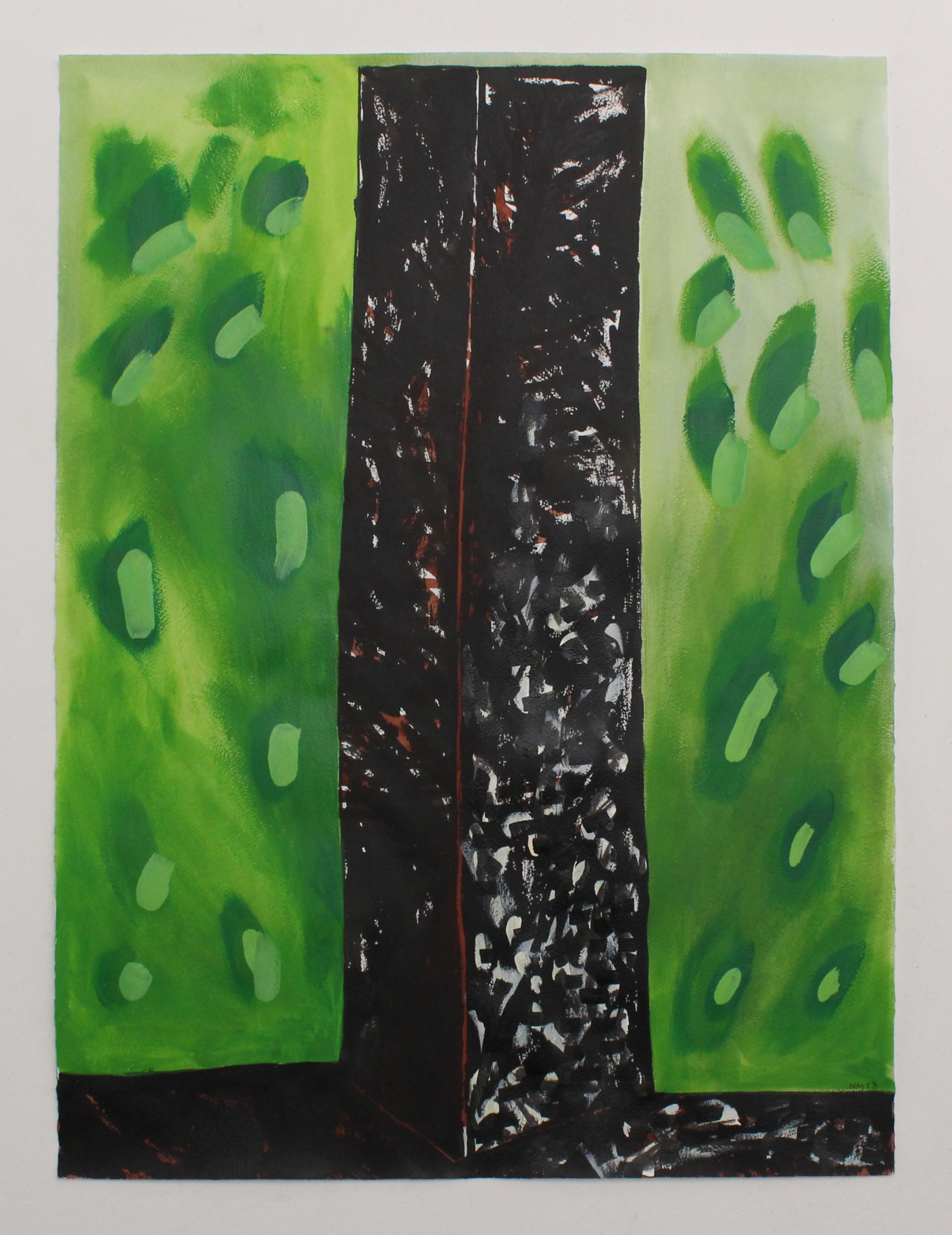 Nicky Marais  Abstract Painting – Black Tower, Nicky Marais, Acrylfarbe und Tinte auf Kunstpapier, Gemälde