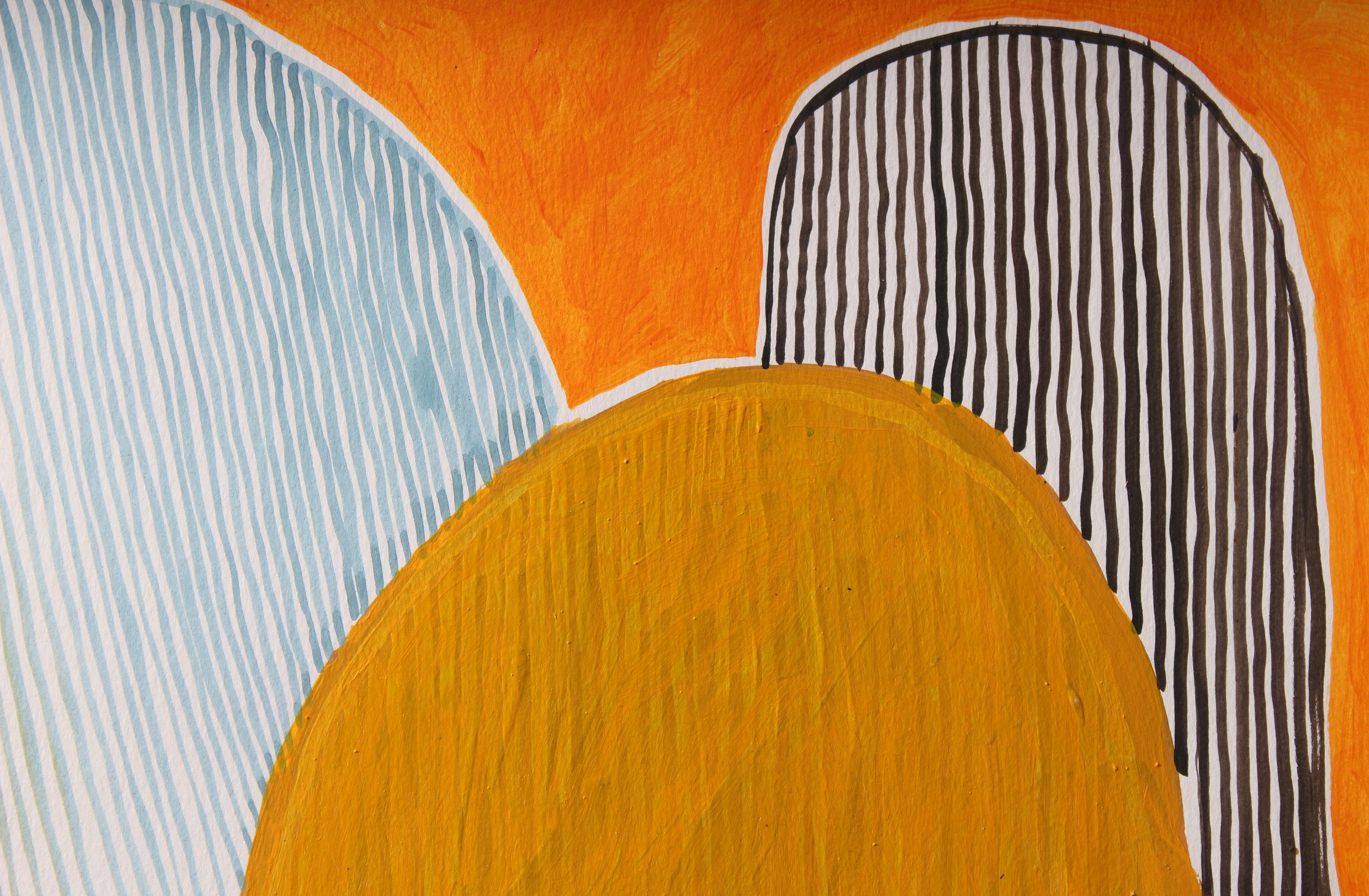 Cross Purpose Temple Series 7, Nicky Marais, abstract painting - Gray Abstract Painting by Nicky Marais 