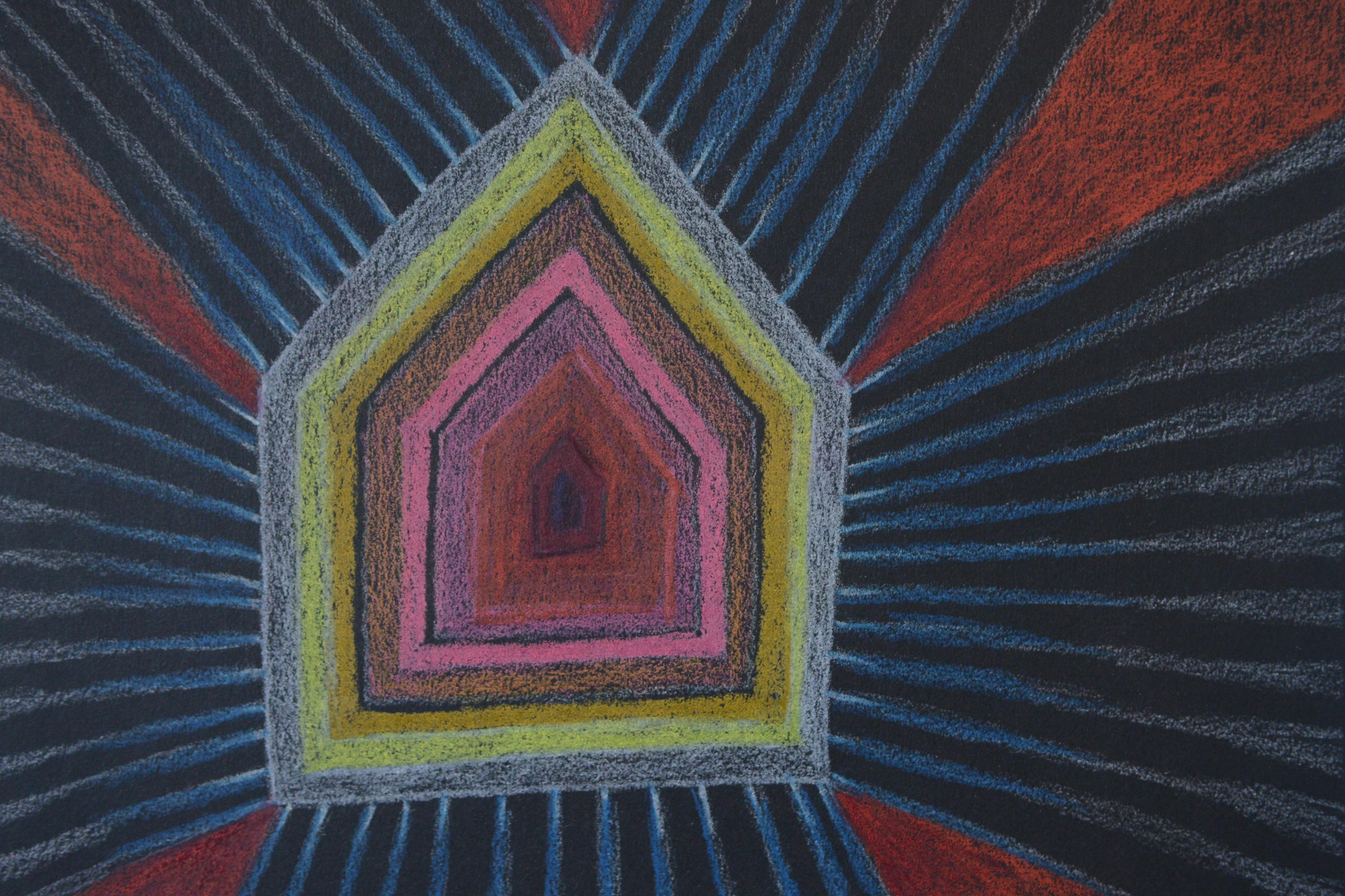 Opening Houses on Black 3, 2022. Coloured pencil on black paper, 20 x 20cm

Nicky Marais (b. 1962) is a Namibian artist, educator and activist. Marais is well-known for her abstract artworks created using a personal vocabulary of abstract forms and