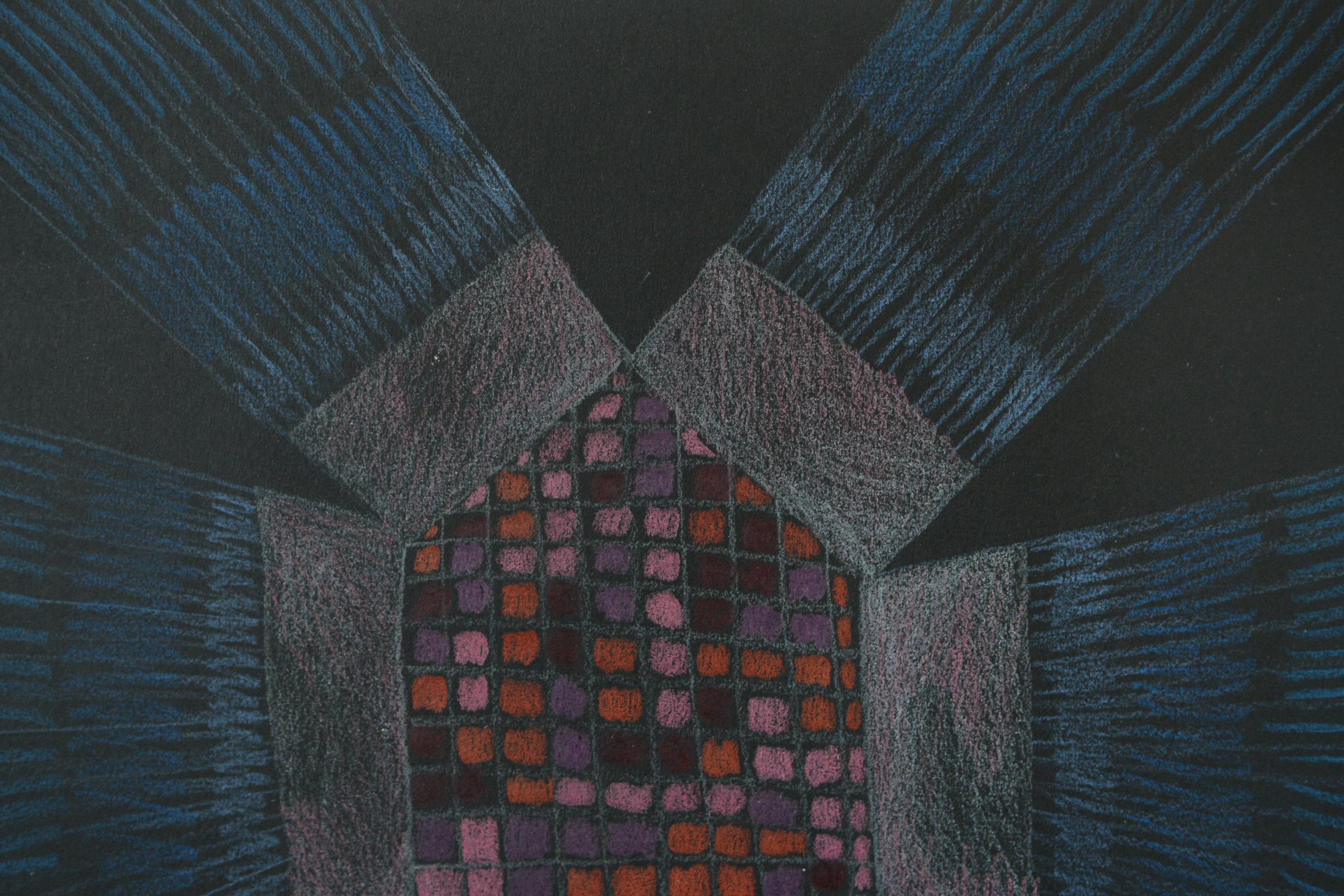 Opening Houses on Black 6, Nicky Marais, drawing - Abstract Painting by Nicky Marais 