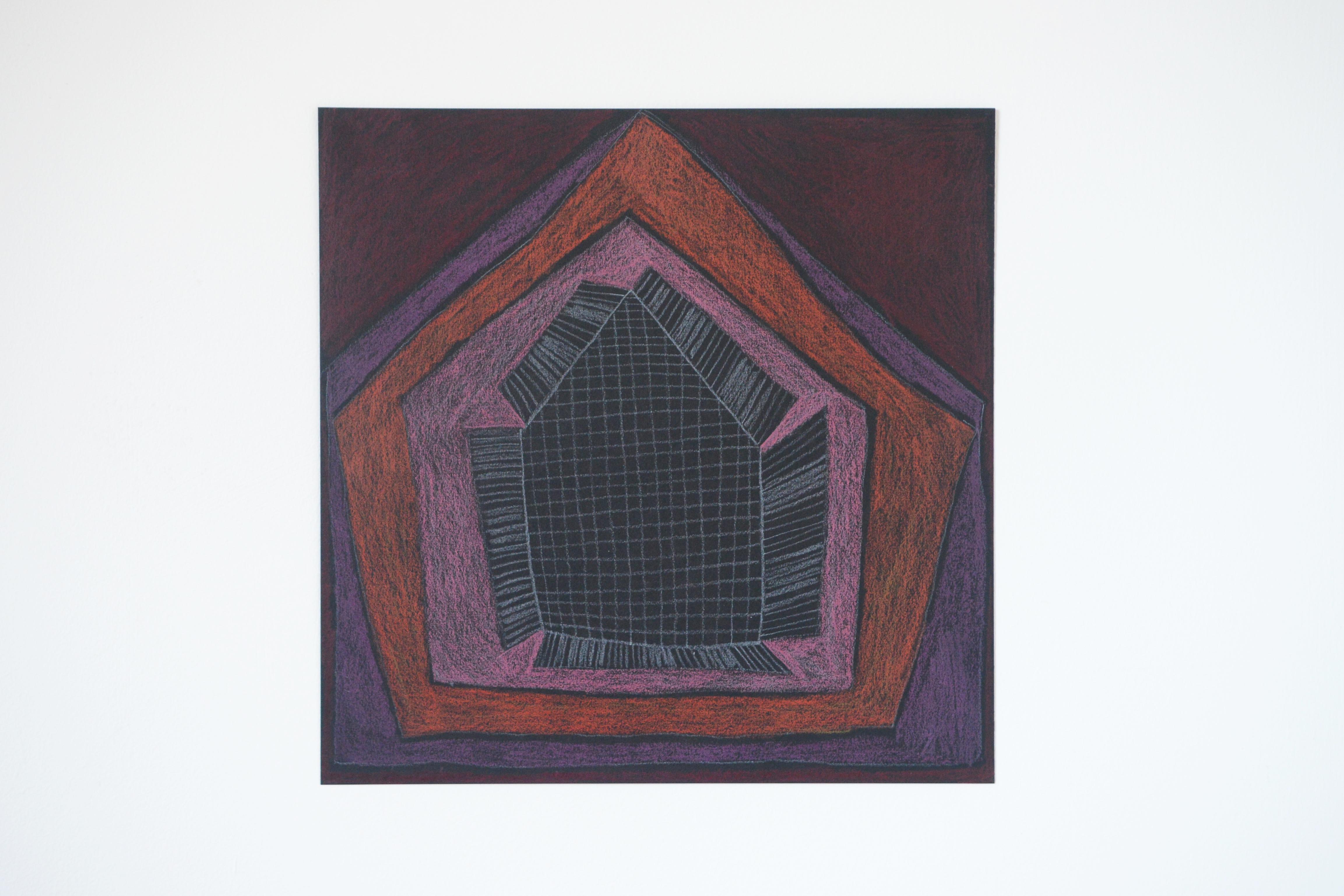 Opening Houses on Black 7, Nicky Marais, drawing - Abstract Art by Nicky Marais 