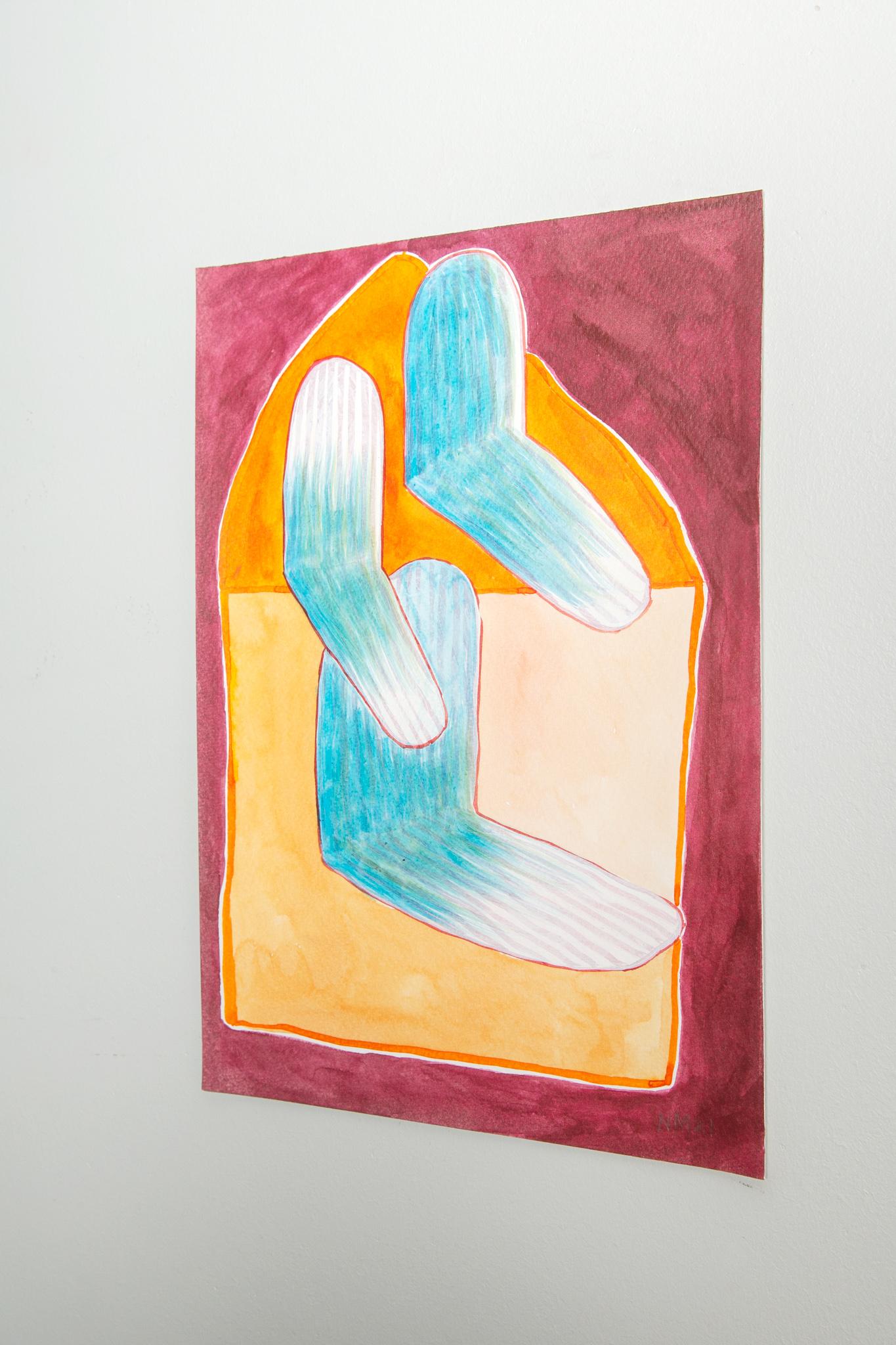 Still Waiting 3, Nicky Marais, Acrylfarbe auf 100 % Baumwollpapier – Painting von Nicky Marais 