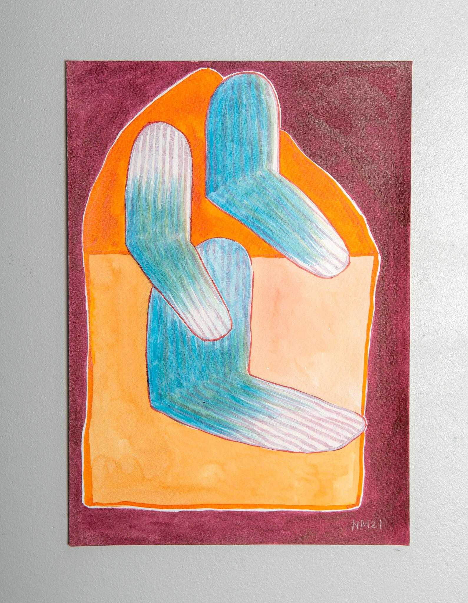 Nicky Marais  Abstract Painting – Still Waiting 3, Nicky Marais, Acrylfarbe auf 100 % Baumwollpapier