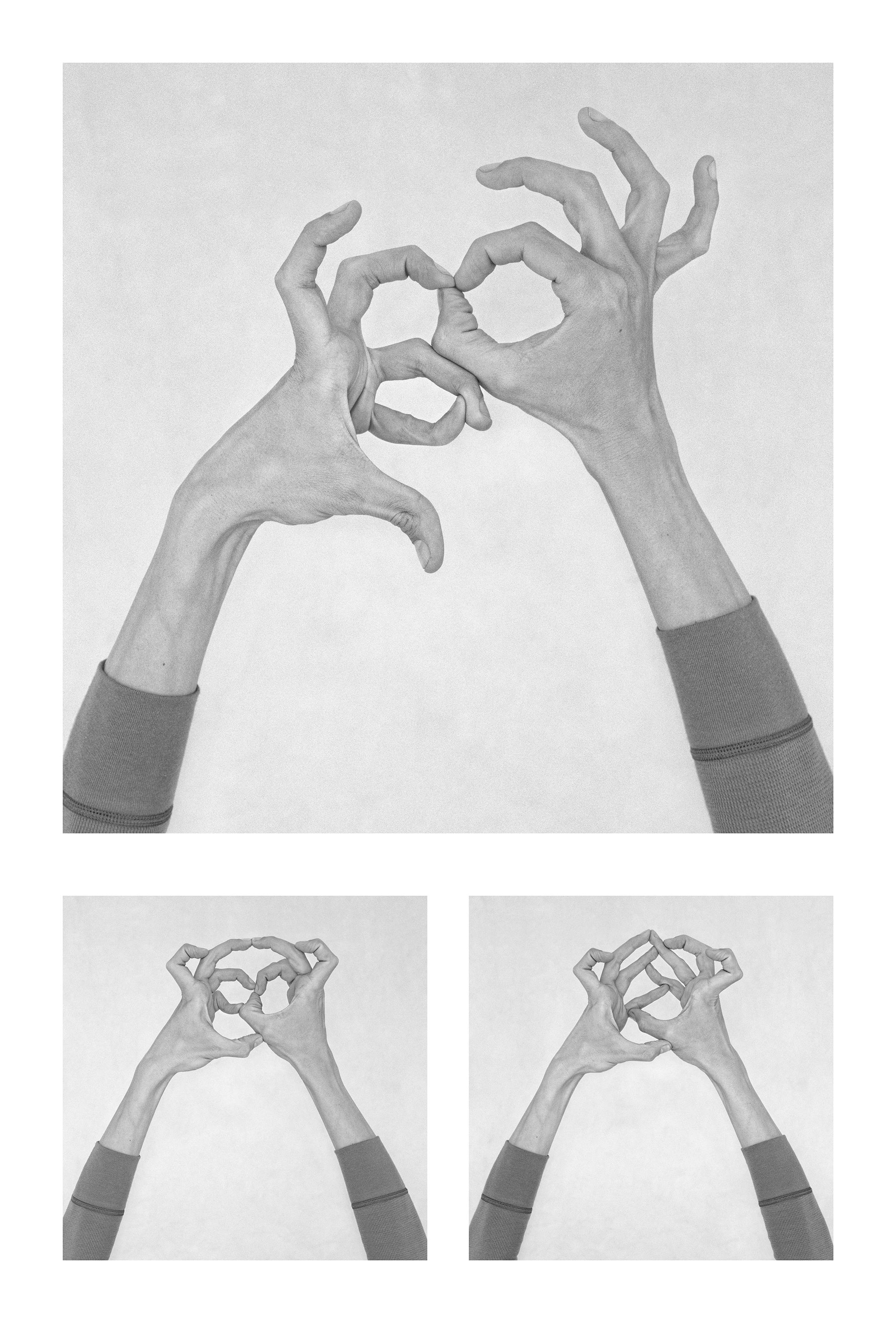Nico Baixas / Gos-com-fuig Black and White Photograph - Untitled X, Untitled XXIX, and Untitled XXXIX, Hands. Triptych