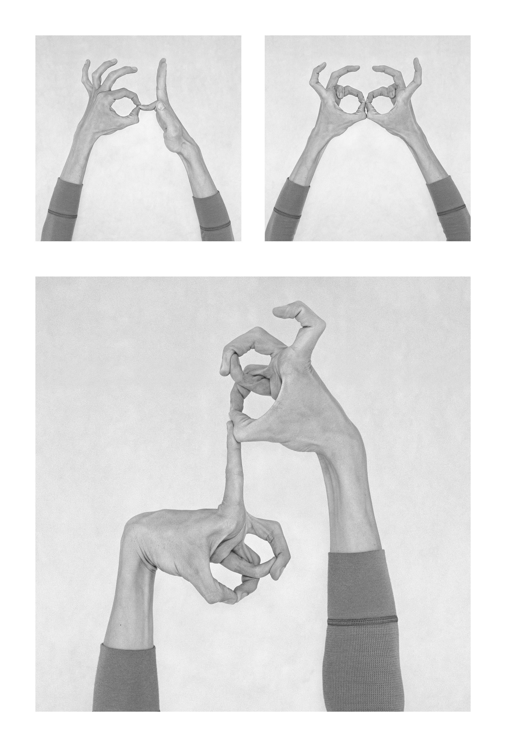 Nico Baixas / Gos-com-fuig Black and White Photograph - Untitled XIX, XXI, and XX. Hands  From the Series Chiromorphose. 