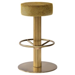 Sgabello da bar Camille, legno massiccio di faggio e ottone, design contemporaneo, nuovo