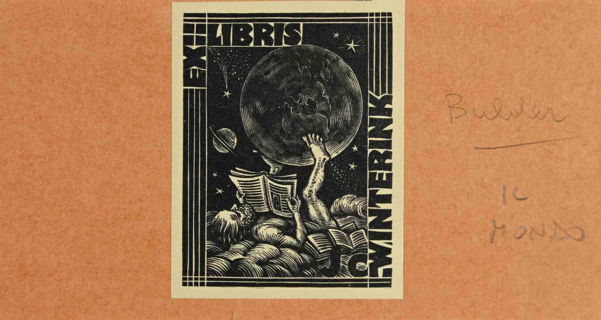 Ex-Libris - Winterink is an Artwork realized in 1940s, by the Artist Nico Bulder.

Woodcut print on ivory paper. Signed on plate on the lower margin.

The work is glued on colored cardboard. Total dimensions: 8 x 16 cm.

Good conditions.

The artist