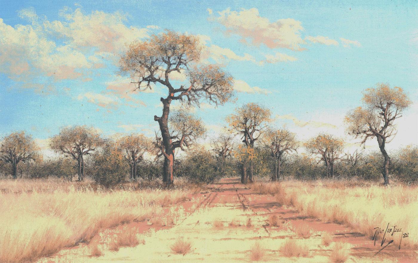 Nico Coetzee - 1988 Oil, South African Track For Sale 3