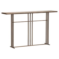 Nico Console Table  — Large — Patinated Brass Frame — Patinated Brass Top