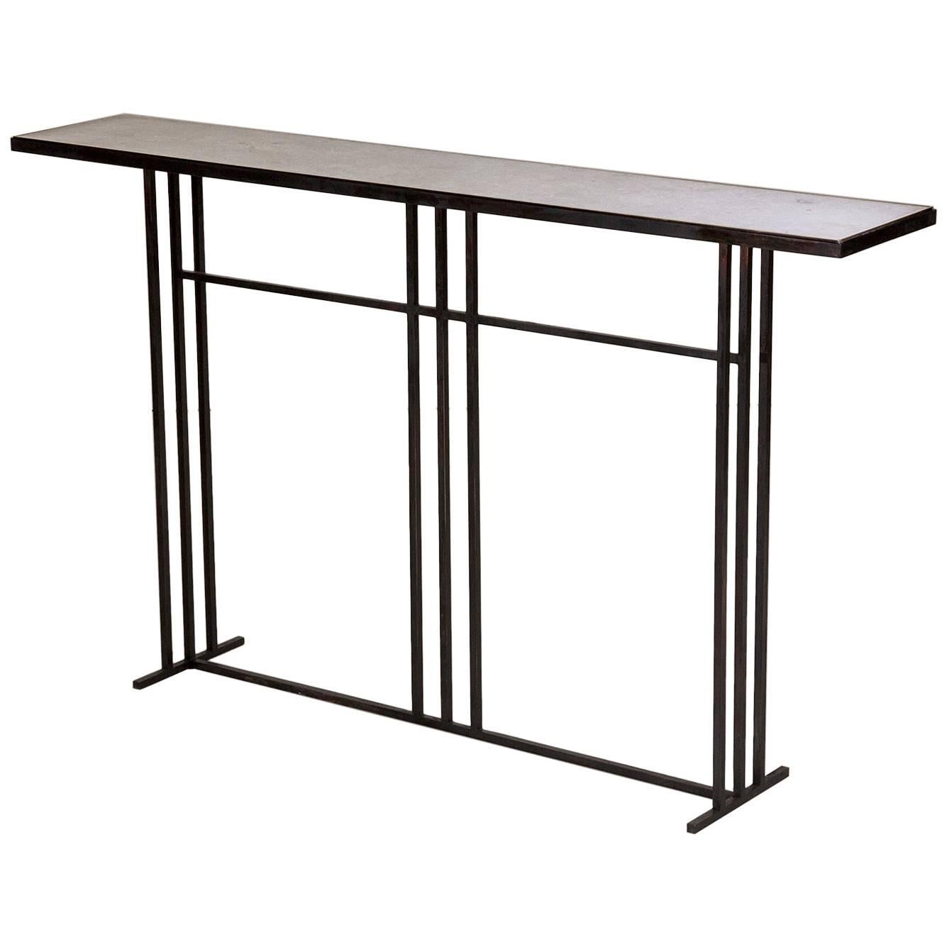 Nico Console Table — Small — Blackened Steel Frame — Honed Cumbrian Slate