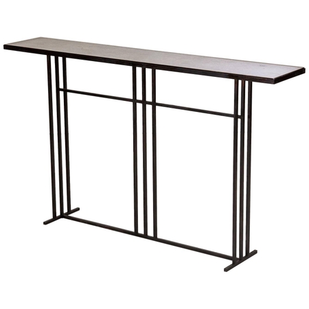 Nico Console Table — Small — Blackened Steel Frame — Honed Cumbrian Slate