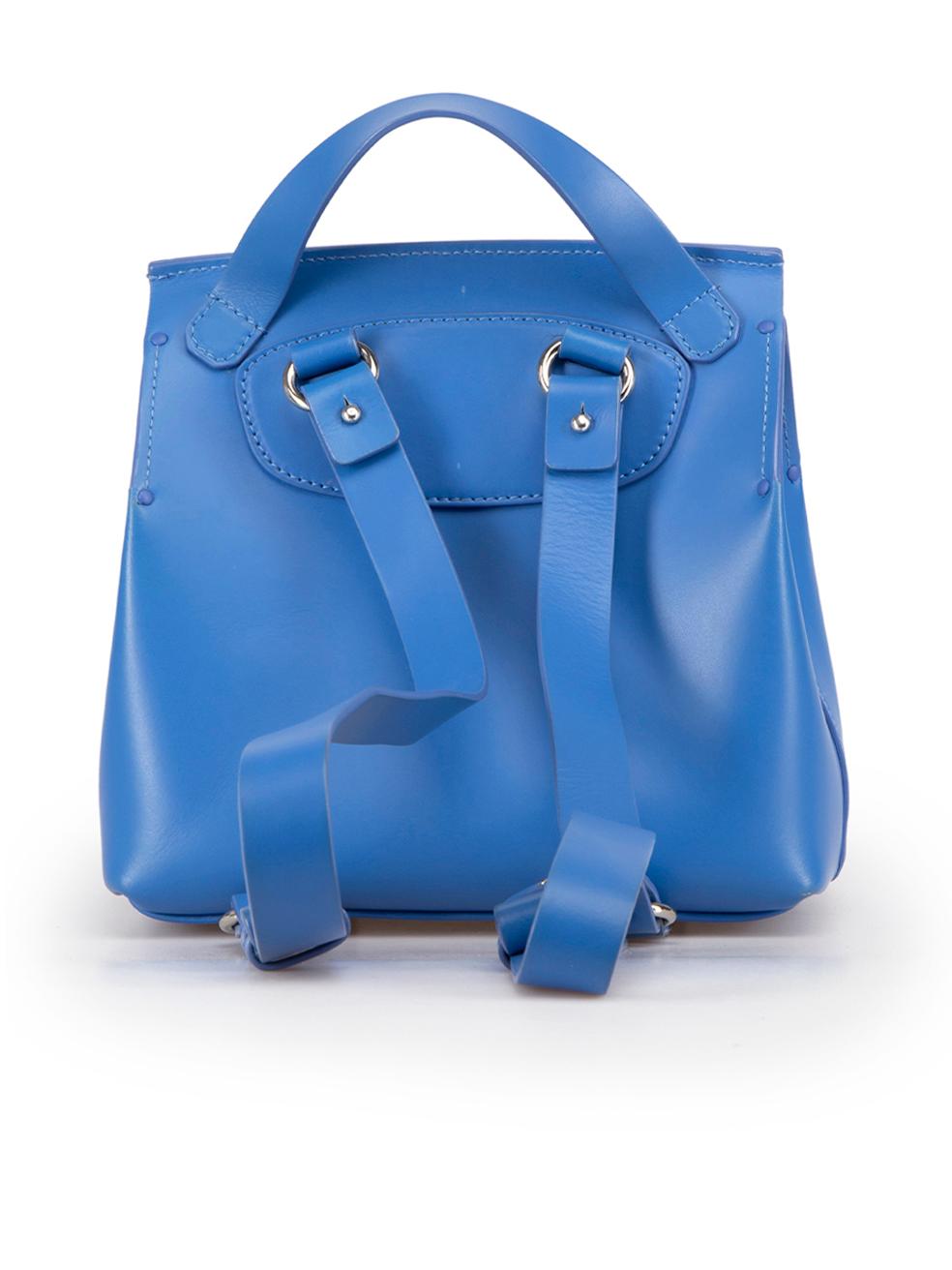 Nico Giani Electric Blue Leather Medium Backpack In Good Condition For Sale In London, GB