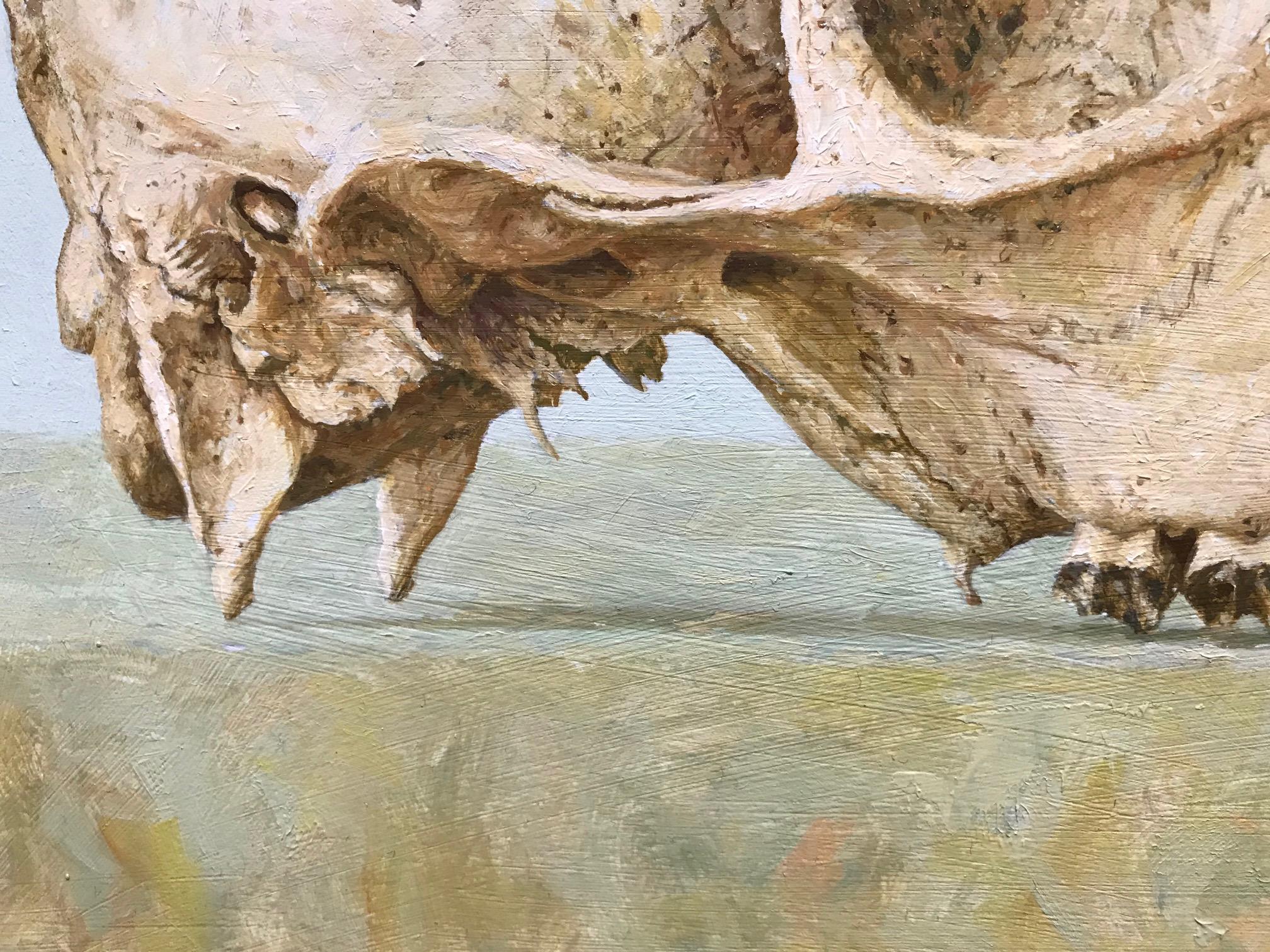 ''Reperto archeologico'' Pittura olandese contemporanea di uno scheletro - Figurative Painting Grigio di Nico Heilijgers