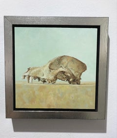''Archeological Find II'' Contemporary Dutch Painting of a Skeleton of a Dog