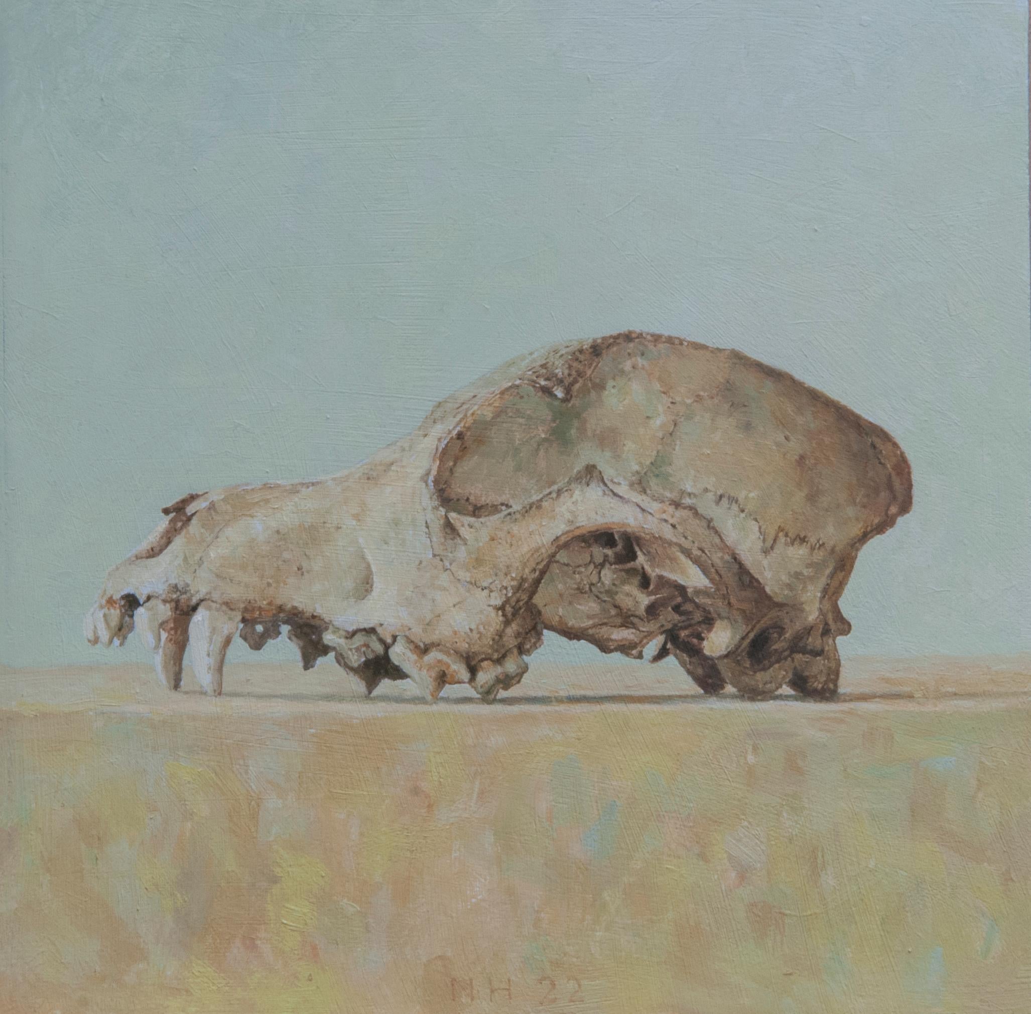 Nico Heilijgers Still-Life Painting - ''Archeological Find II'' Contemporary Dutch Painting of a Skeleton of a Dog