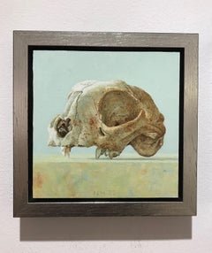 ''Archeological Find III'' Contemporary Dutch Painting of a Skeleton of a Cat