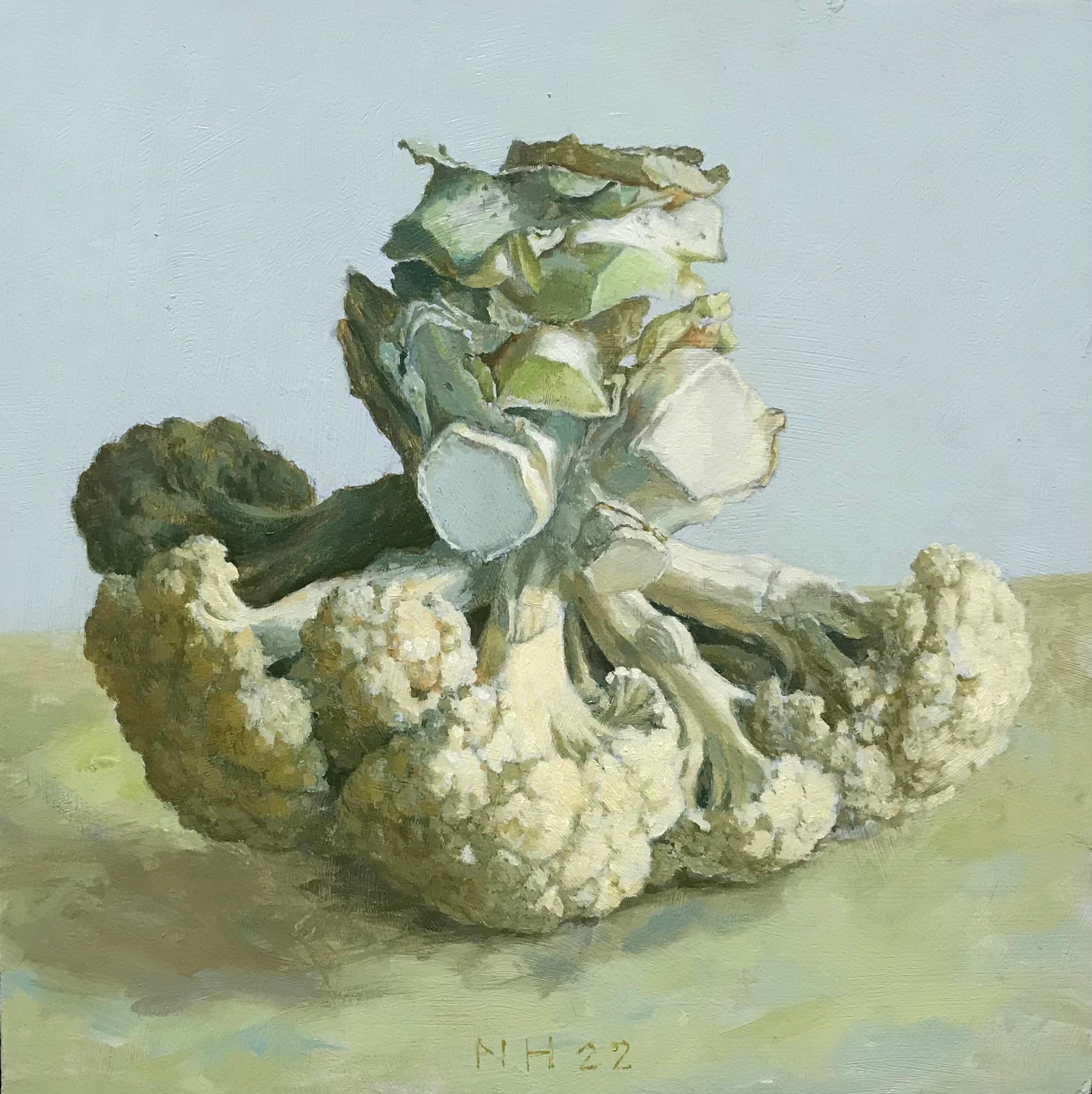 Nico Heilijgers Figurative Painting - ''Cauliflower II'' Contemporary Dutch Still-life Painting of a Cauliflower