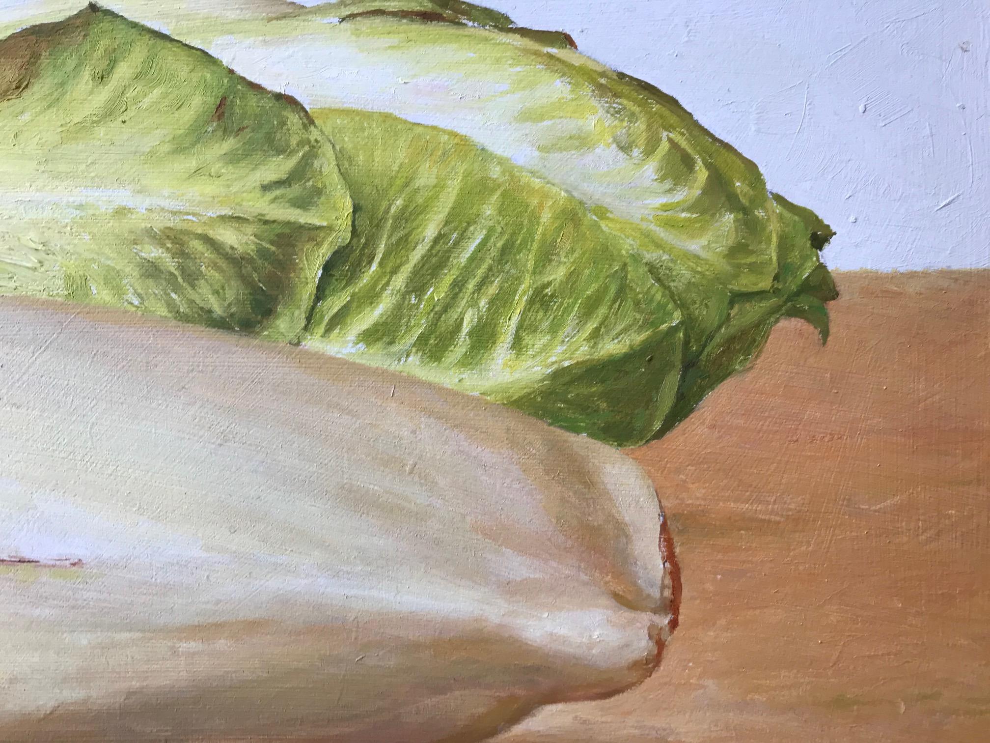 ''Chicory'' Contemporary Dutch Still-life Painting of Chicory, Vegetables - Gray Figurative Painting by Nico Heilijgers