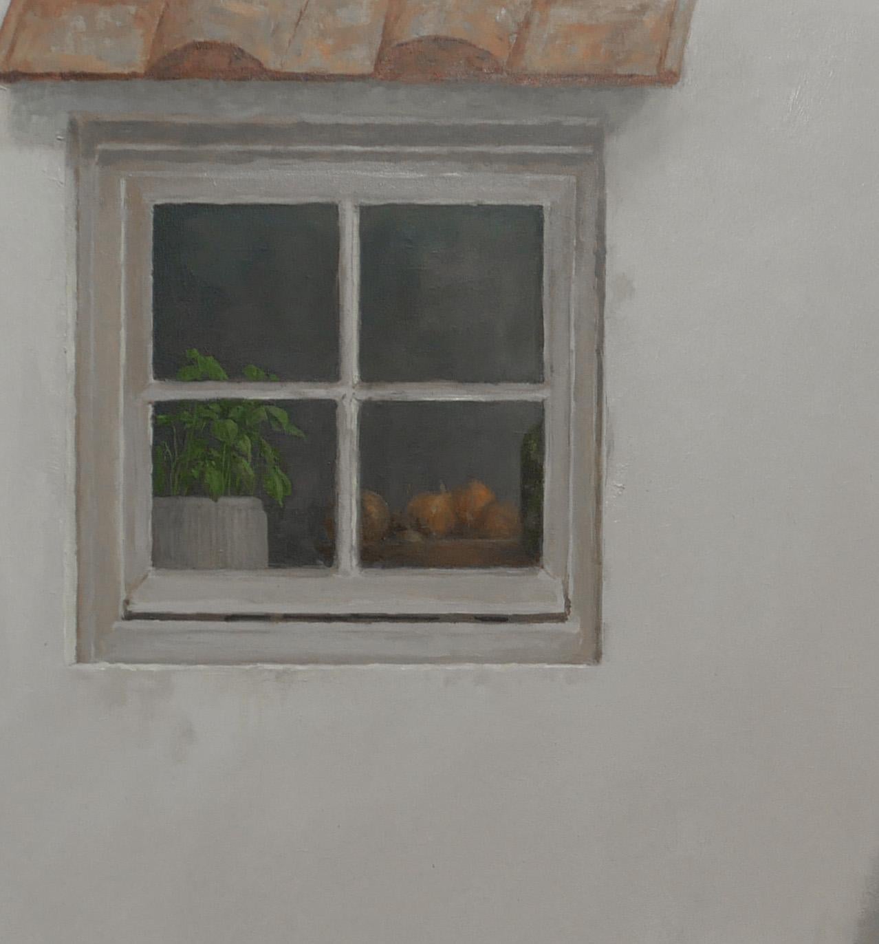 ''Al acecho'' Pintura holandesa contemporánea de una dama sentada en un banco - Painting Contemporáneo de Nico Heilijgers