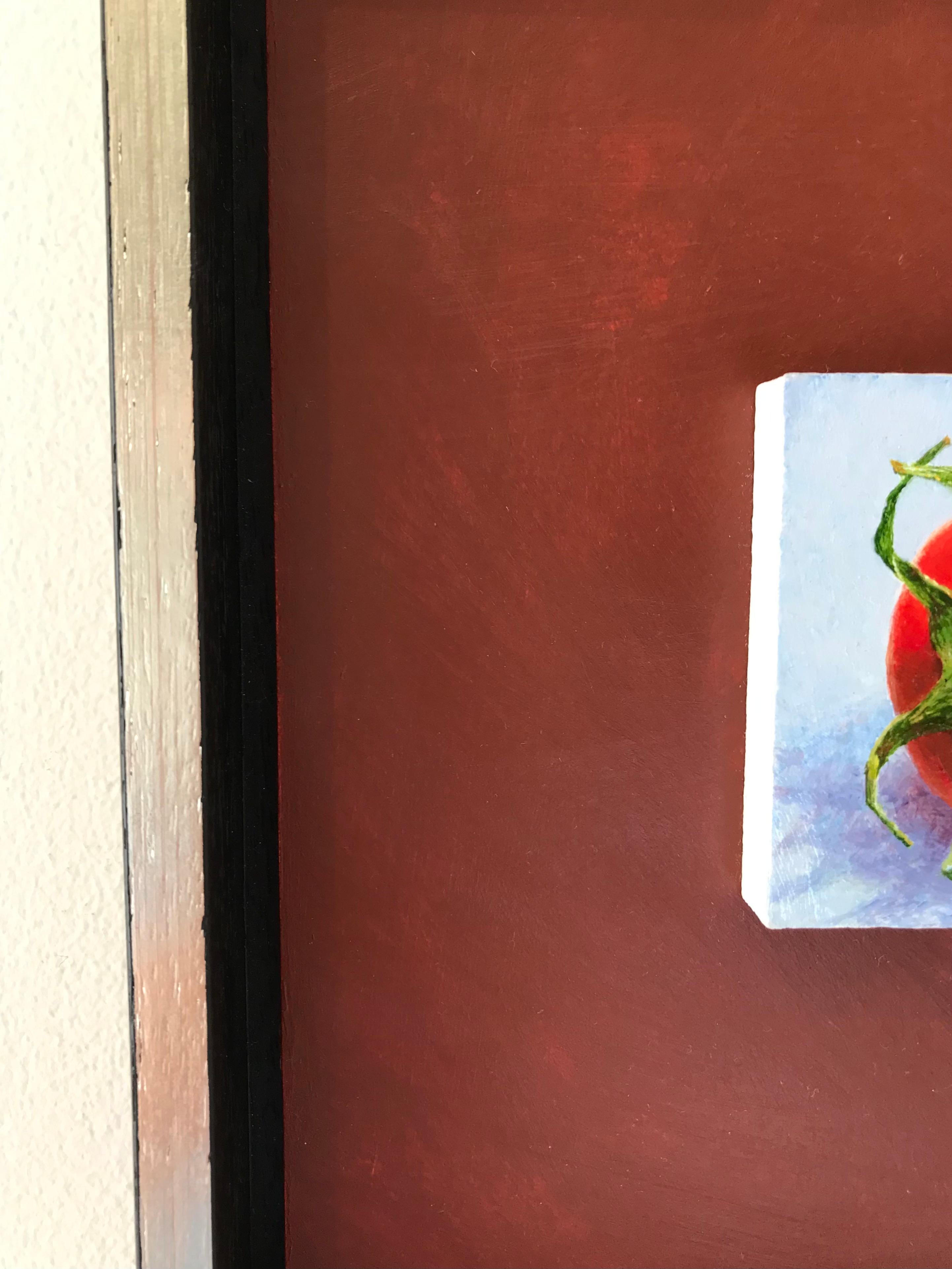 ''Tomato'' Contemporary Dutch Miniature Still Life Painting of a Cherry Tomato 1